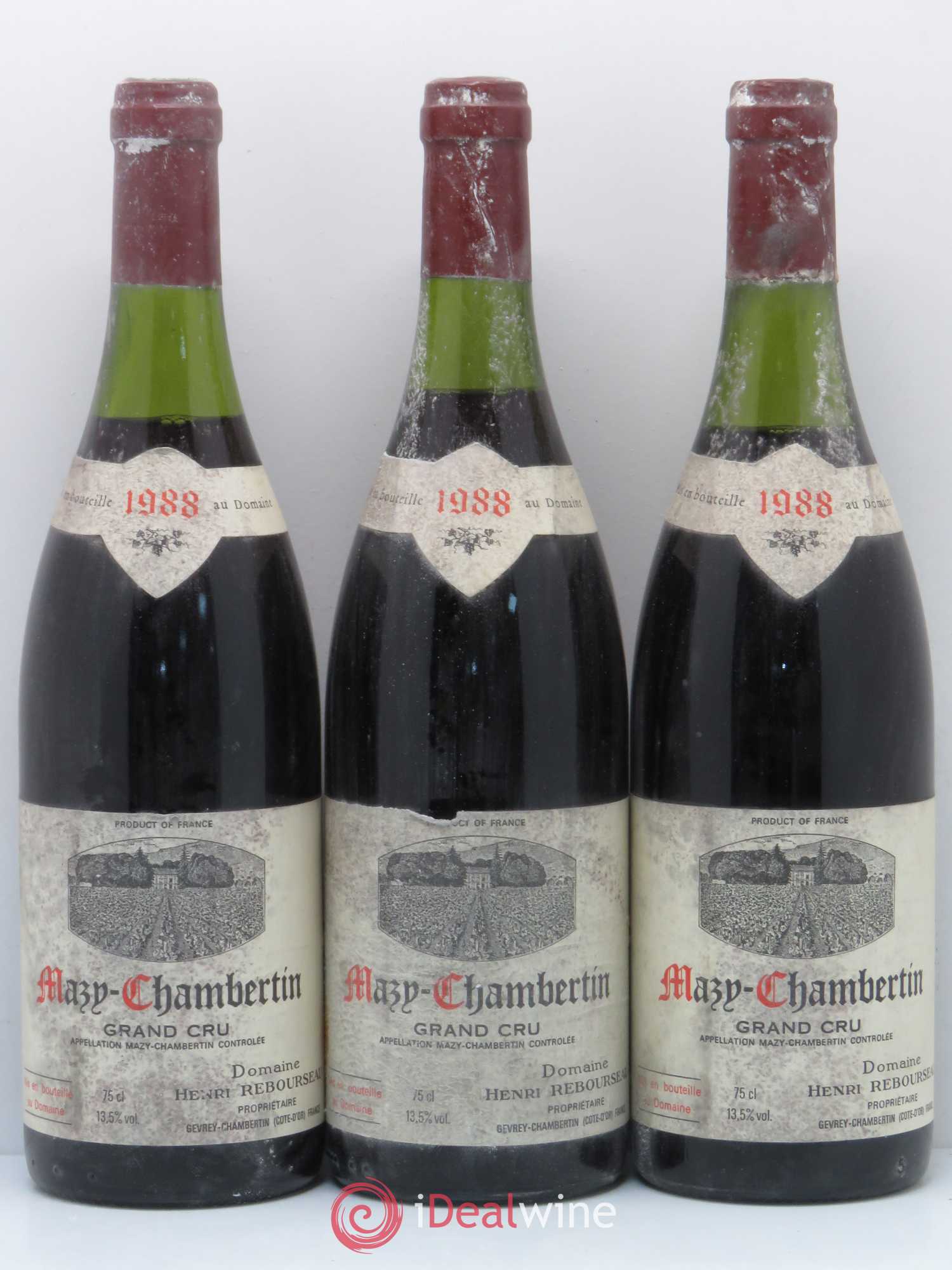 Mazis-Chambertin Grand Cru Henri Rebourseau 1988 - Lot de 3 bouteilles - 0