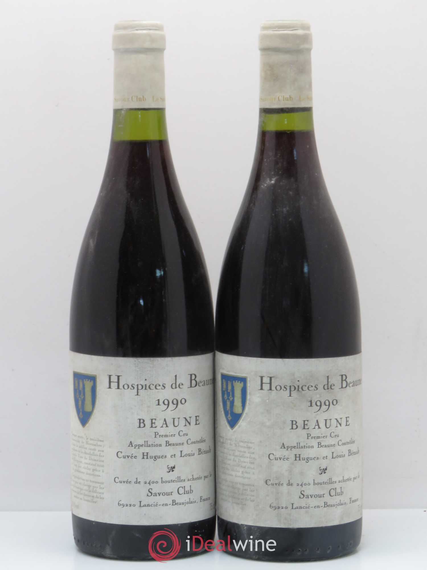 Beaune 1er Cru Hospices de Beaune Cuvee Hugues et Louis Betault Mise Savour Club 1990 - Posten von 2 Flaschen - 0