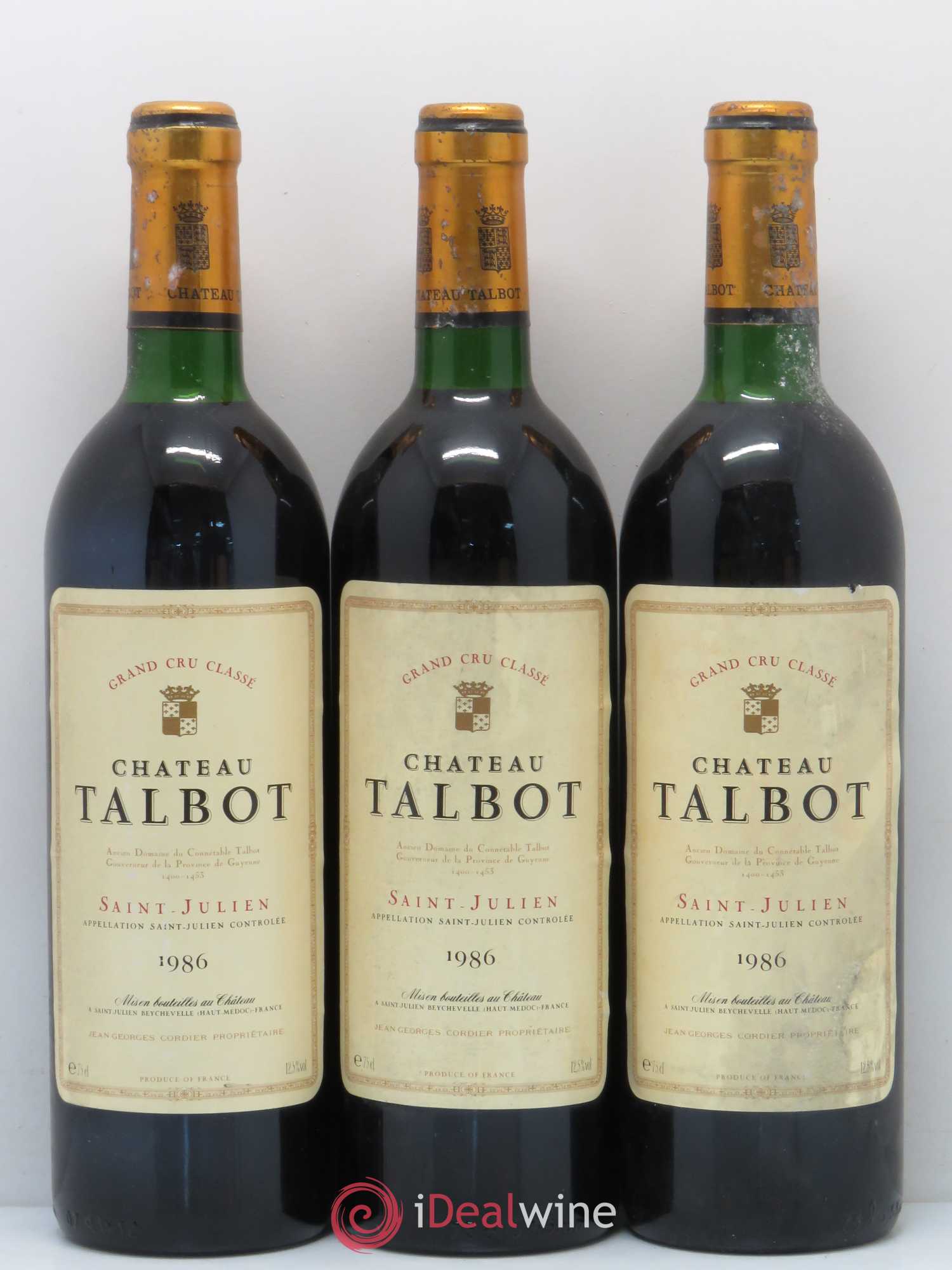 Château Talbot 4ème Grand Cru Classé 1986 - Lot de 12 bouteilles - 1