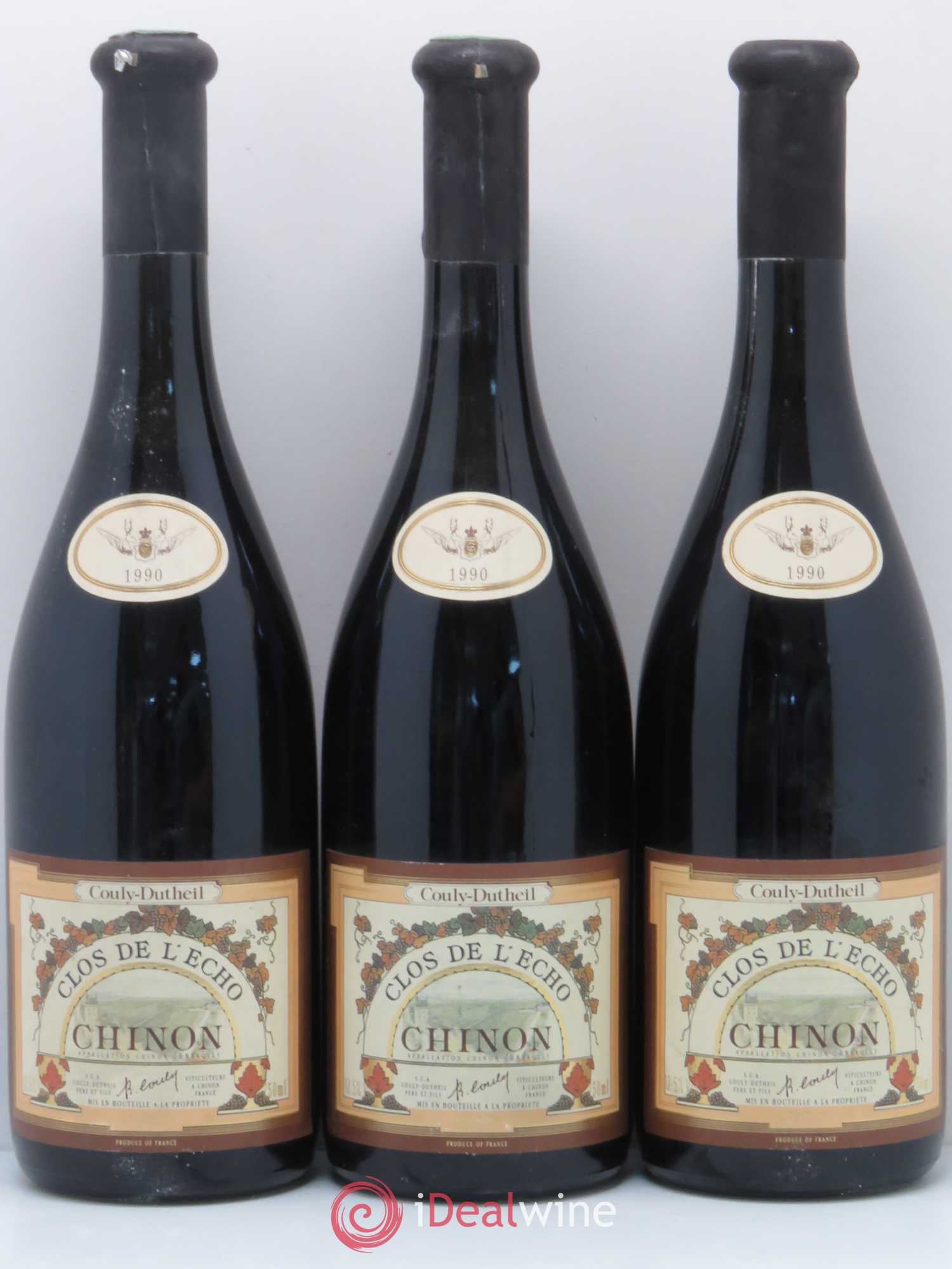 Chinon Clos de l'Echo Couly-Dutheil 1990 - Lot de 3 bouteilles - 0