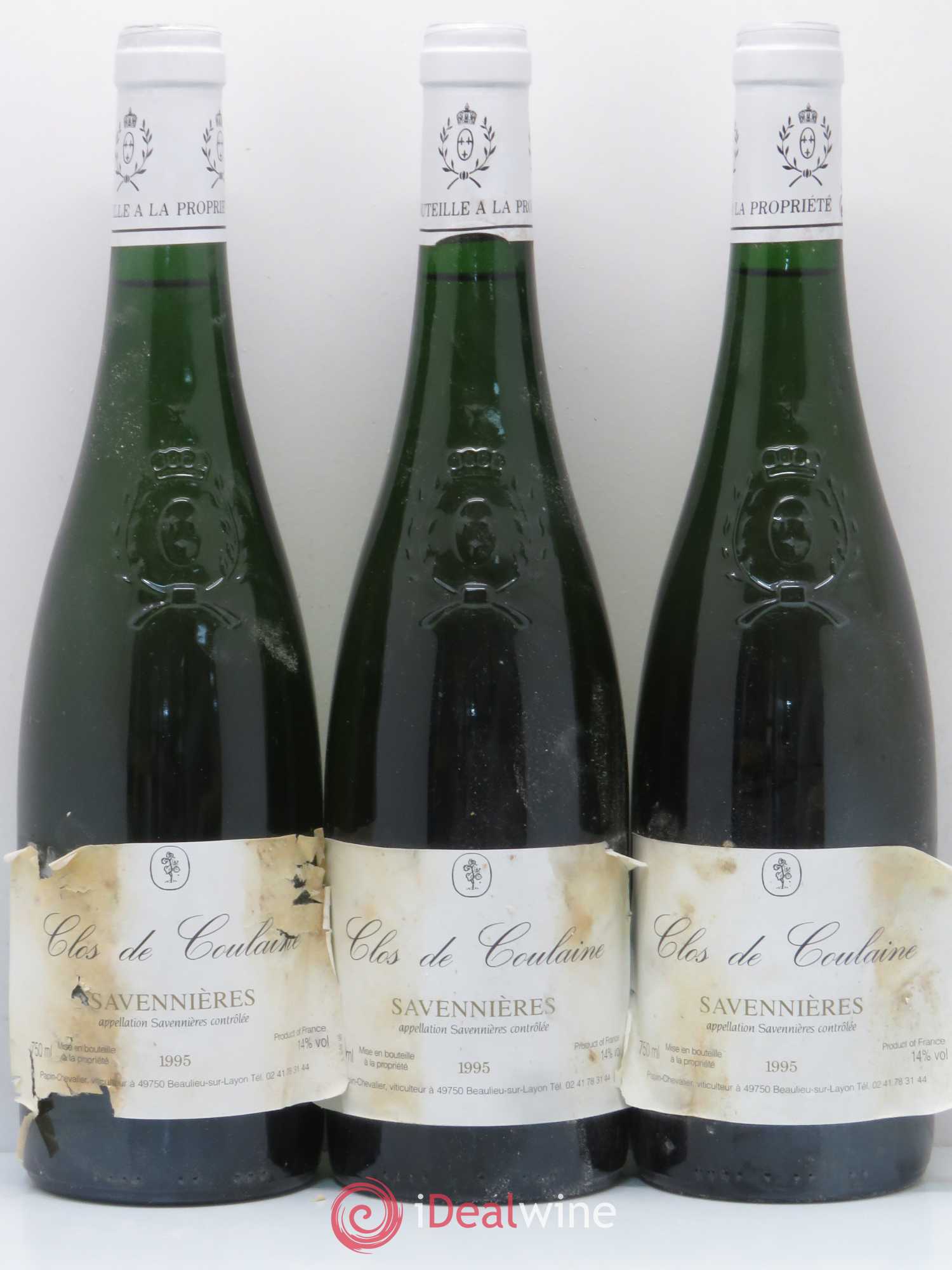 Savennières Clos de Coulaine Papin Chevallier 1995 - Posten von 3 Flaschen - 0