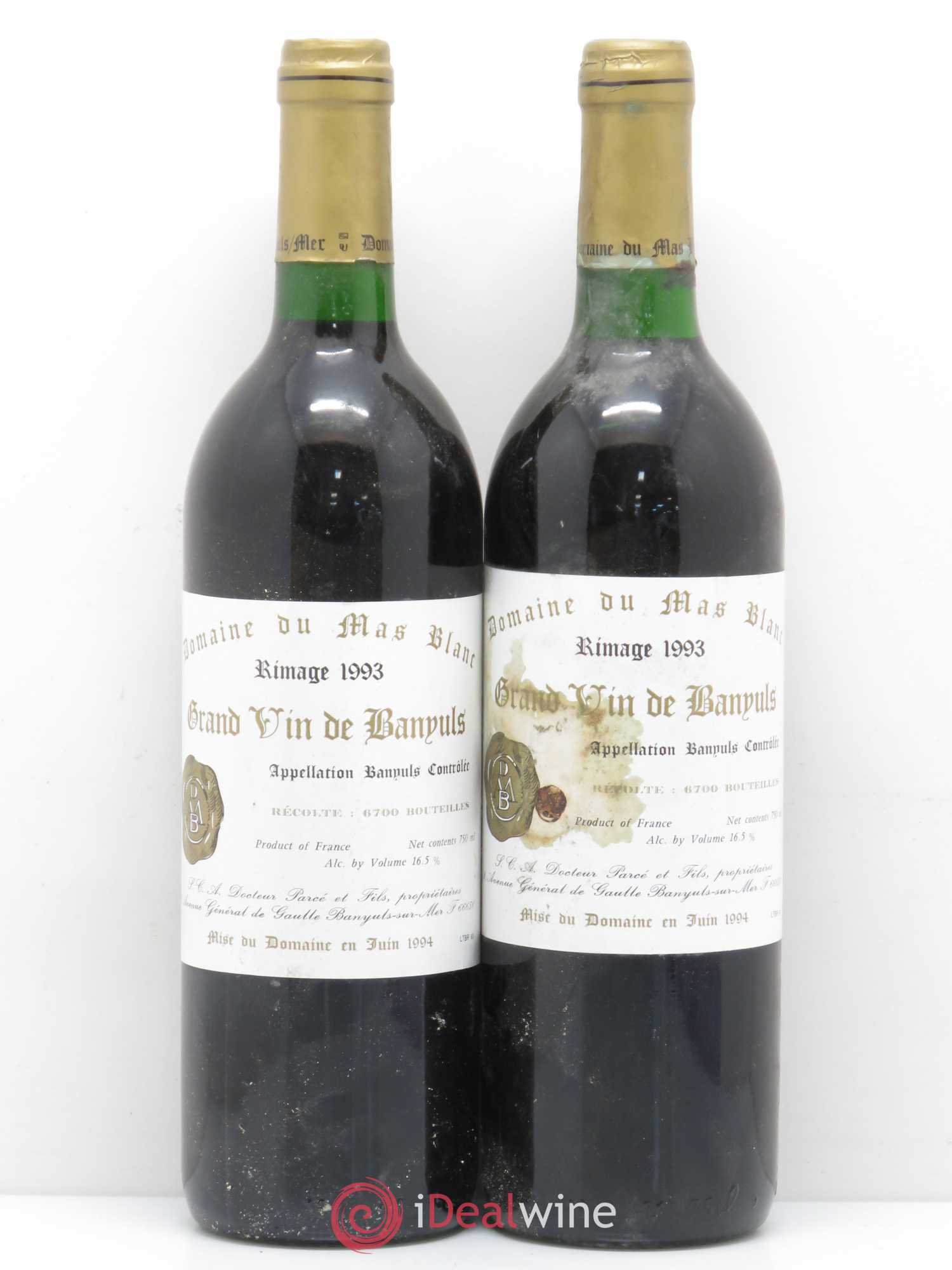 Banyuls Rimage 1993 - Lot de 2 bouteilles - 0