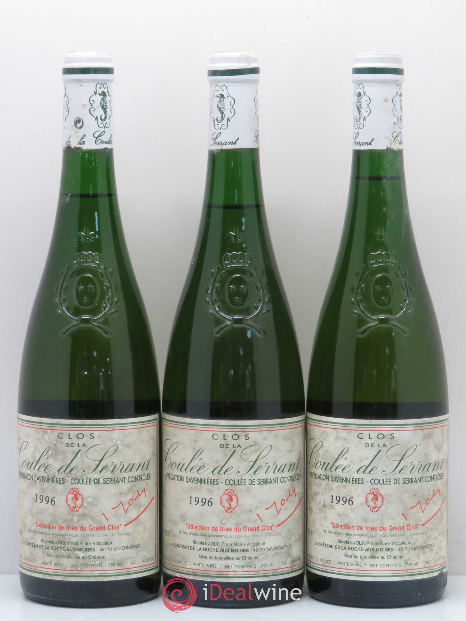 Savennières Clos de la Coulée de Serrant Vignobles de la Coulée de Serrant - Nicolas Joly Sélection de tries du Grand Clos 1996 - Posten von 3 Flaschen - 0