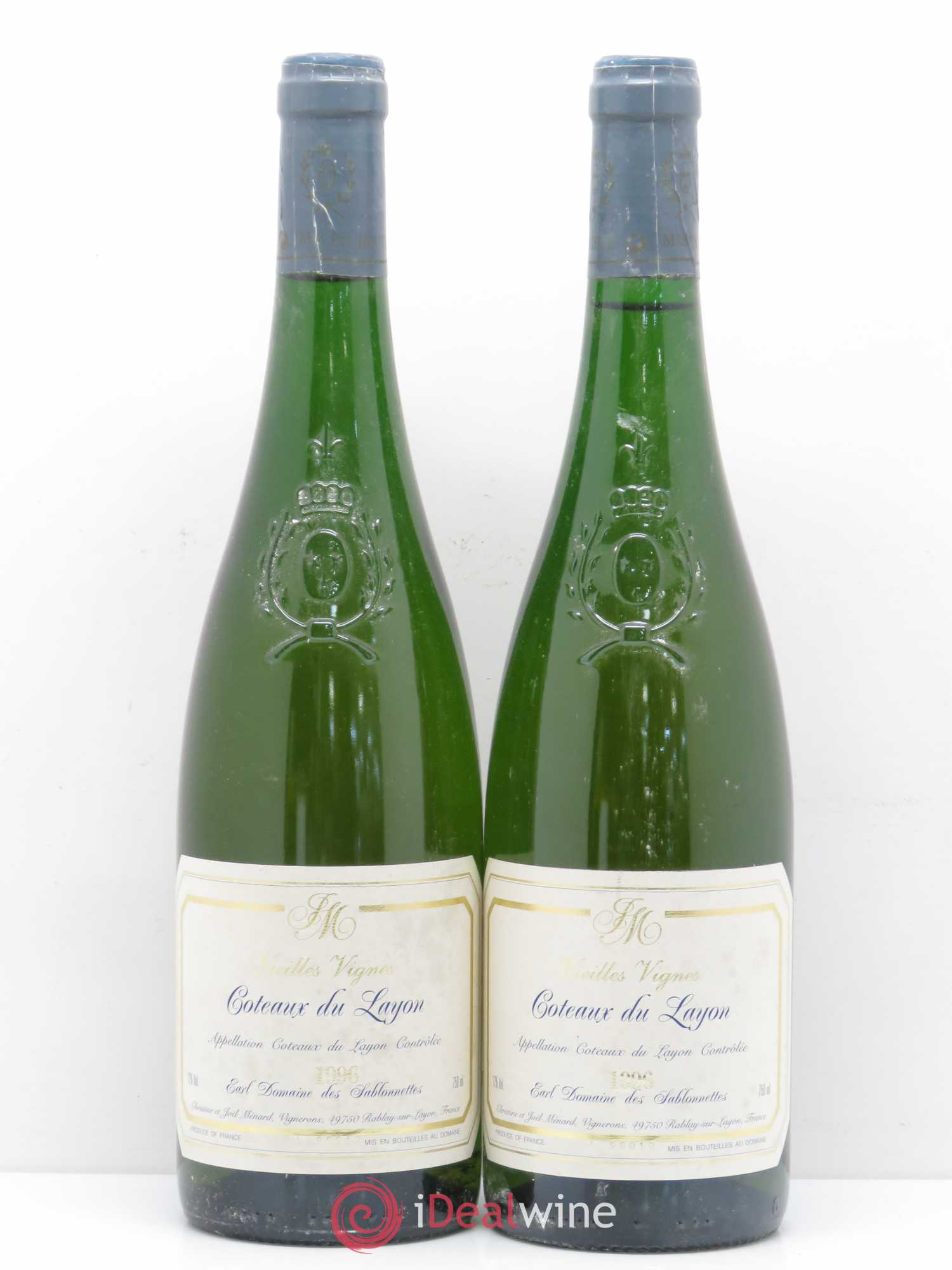 Coteaux du Layon Vieilles Vignes Domaine des Sablonettes J. Ménard 1996 - Lotto di 2 bottiglie - 0