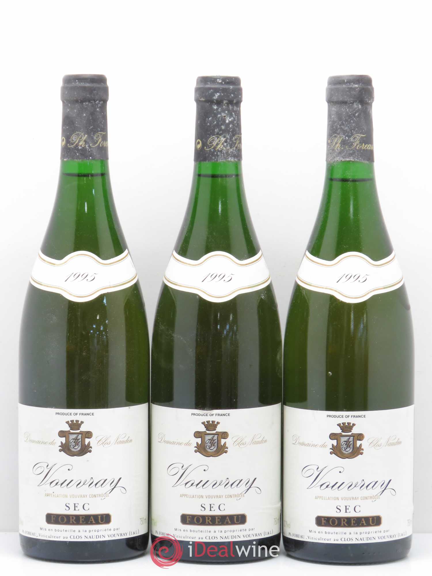 Vouvray Sec Clos Naudin - Philippe Foreau 1995 - Lot de 3 bouteilles - 0