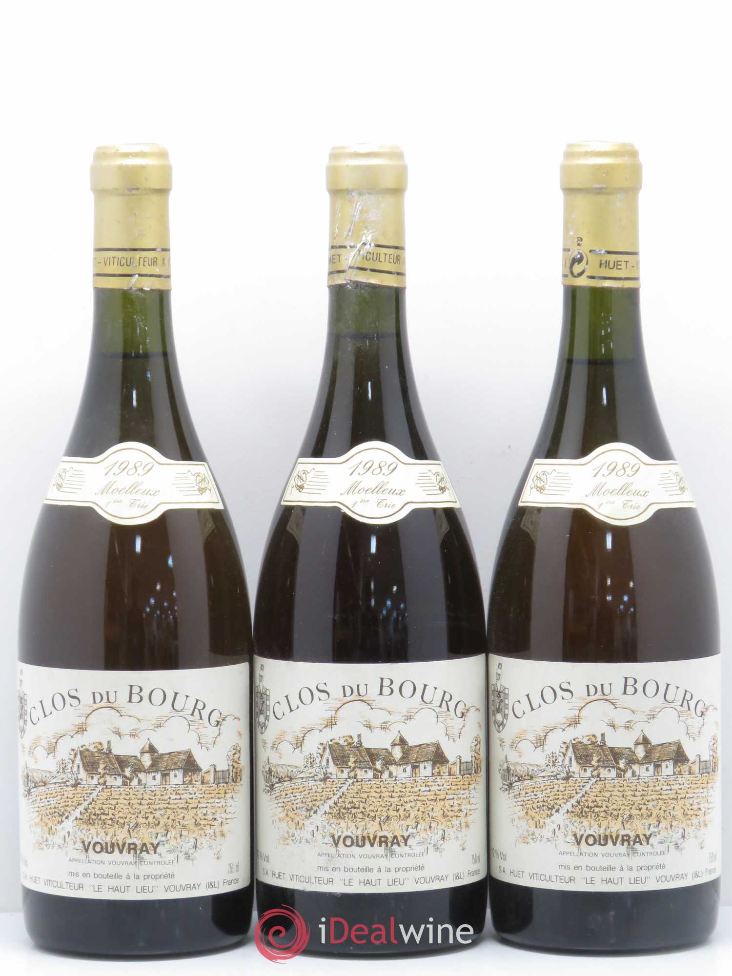 Vouvray Clos du Bourg Moelleux 1ère trie Domaine Huet 1989 - Lotto di 3 bottiglie - 0