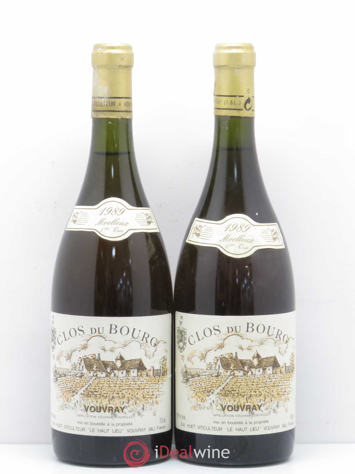 Vouvray Clos du Bourg Moelleux 1ère trie Domaine Huet 1989 - Lotto di 2 bottiglie - 0