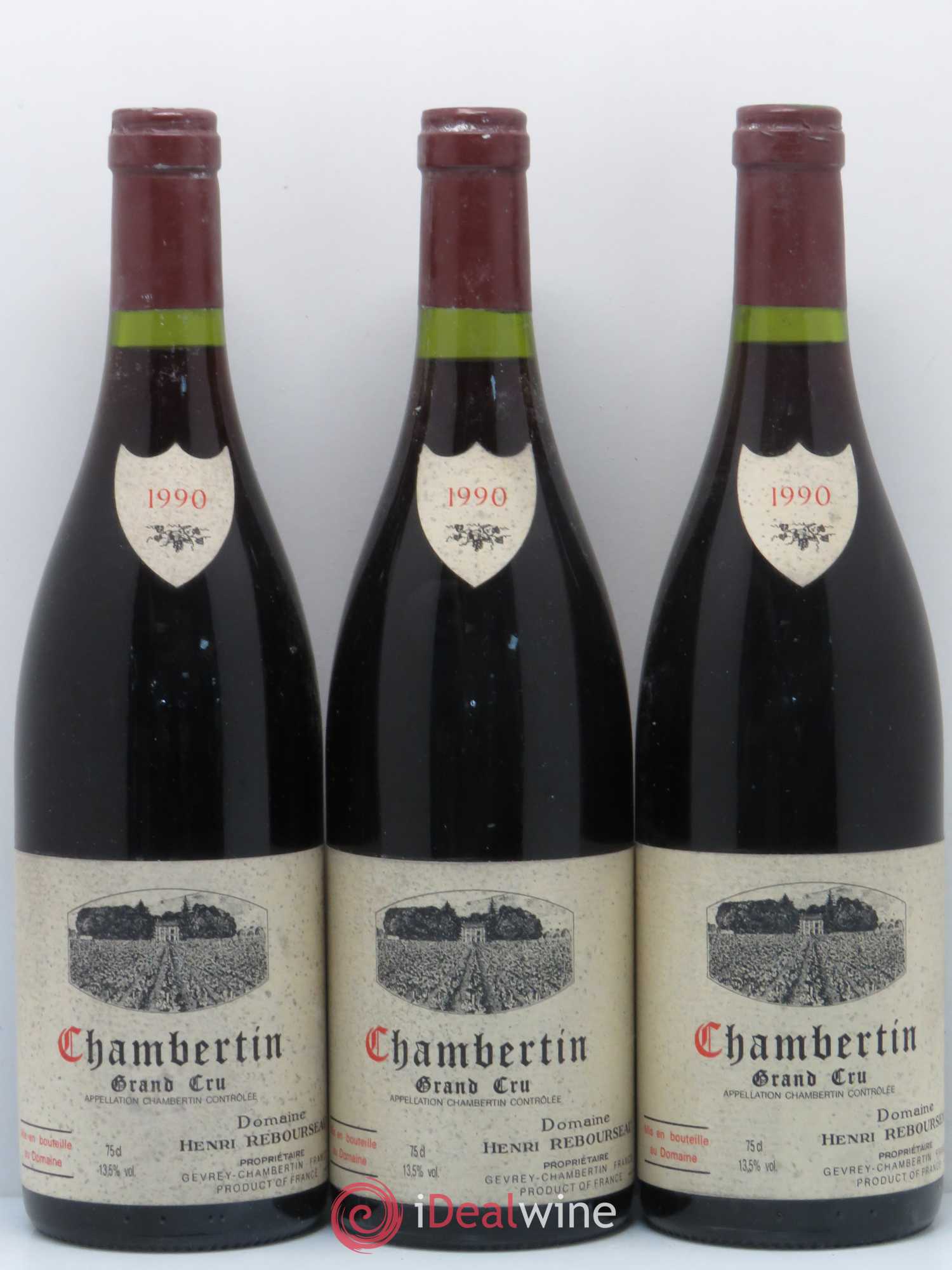 Chambertin Grand Cru Henri Rebourseau 1990 - Lot de 3 bouteilles - 0