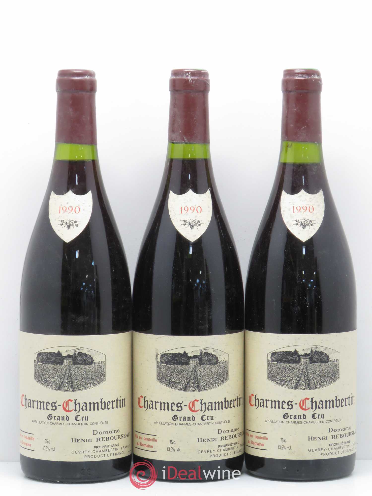 Charmes-Chambertin Grand Cru Henri Rebourseau 1990 - Lot de 3 bouteilles - 0