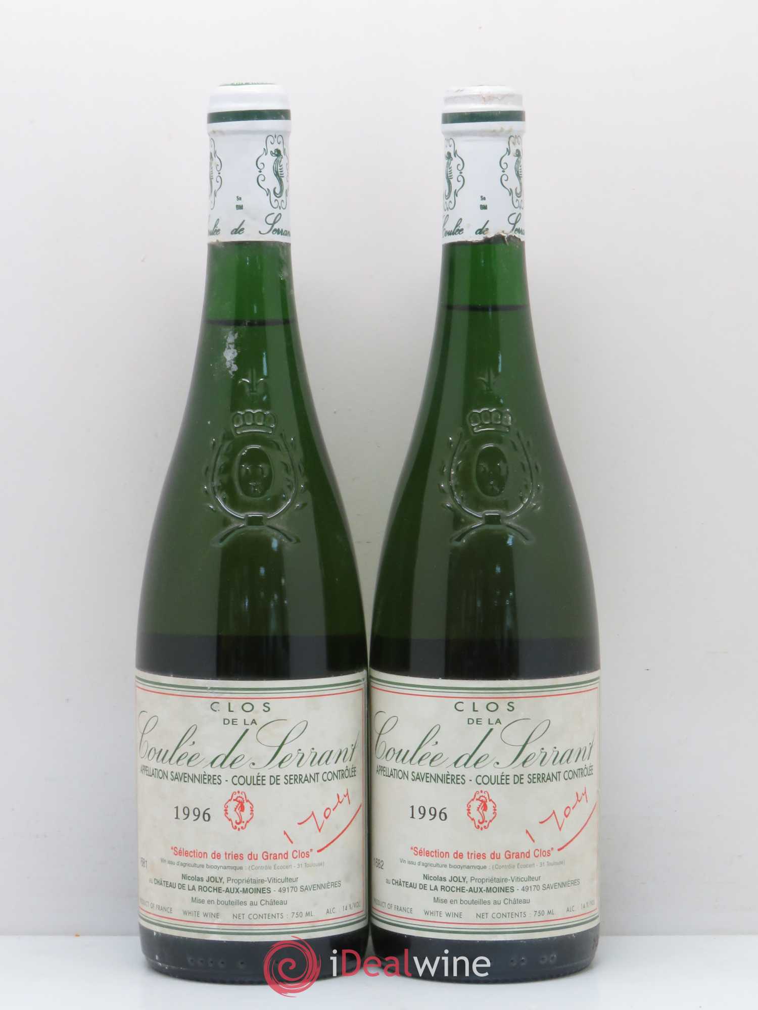 Savennières Clos de la Coulée de Serrant Vignobles de la Coulée de Serrant - Nicolas Joly Sélection du Grand Clos 1996 - Lot de 2 bouteilles - 0