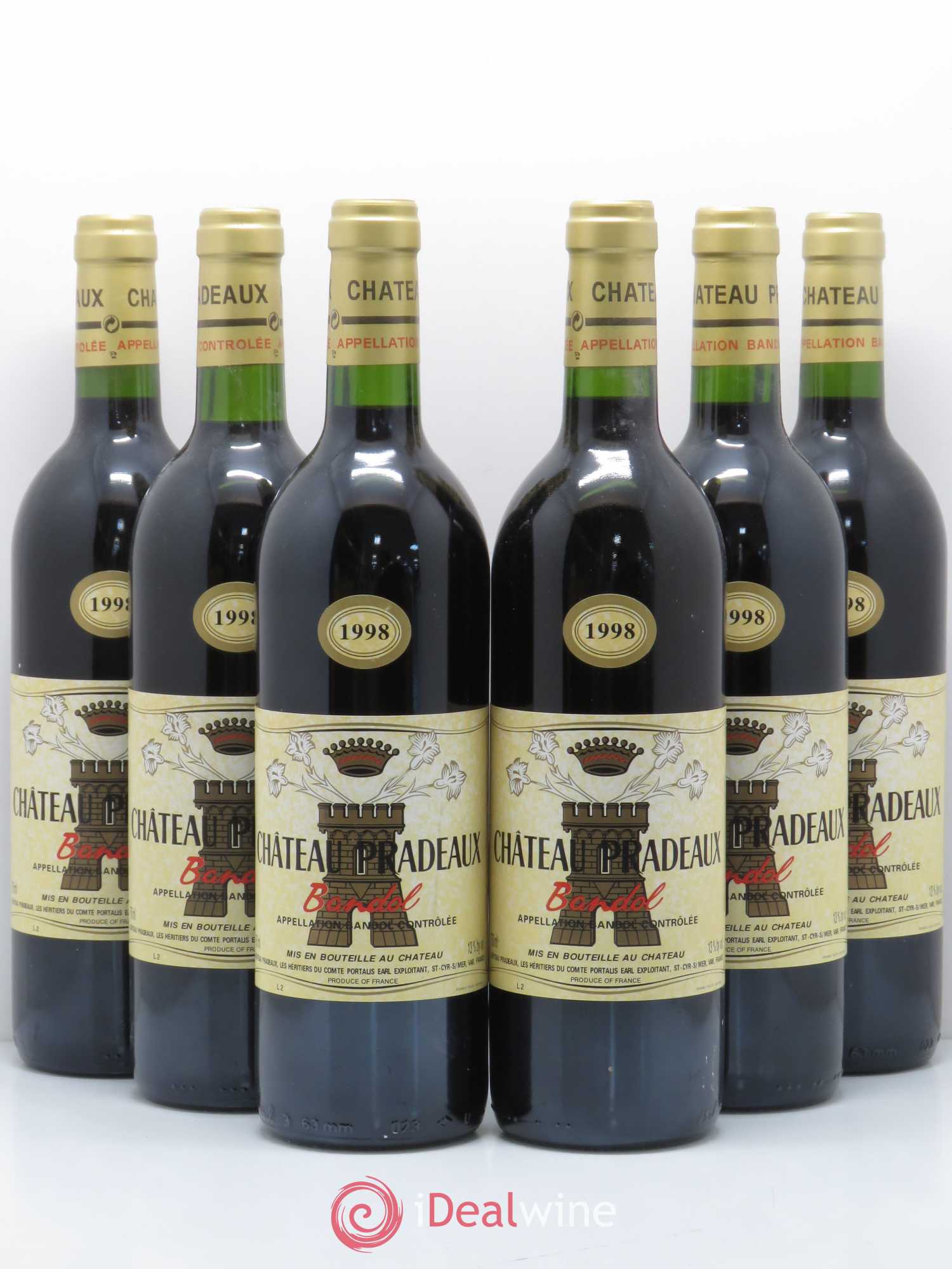 Bandol Château Pradeaux Famille Portalis 1998 - Lot de 6 bouteilles - 0