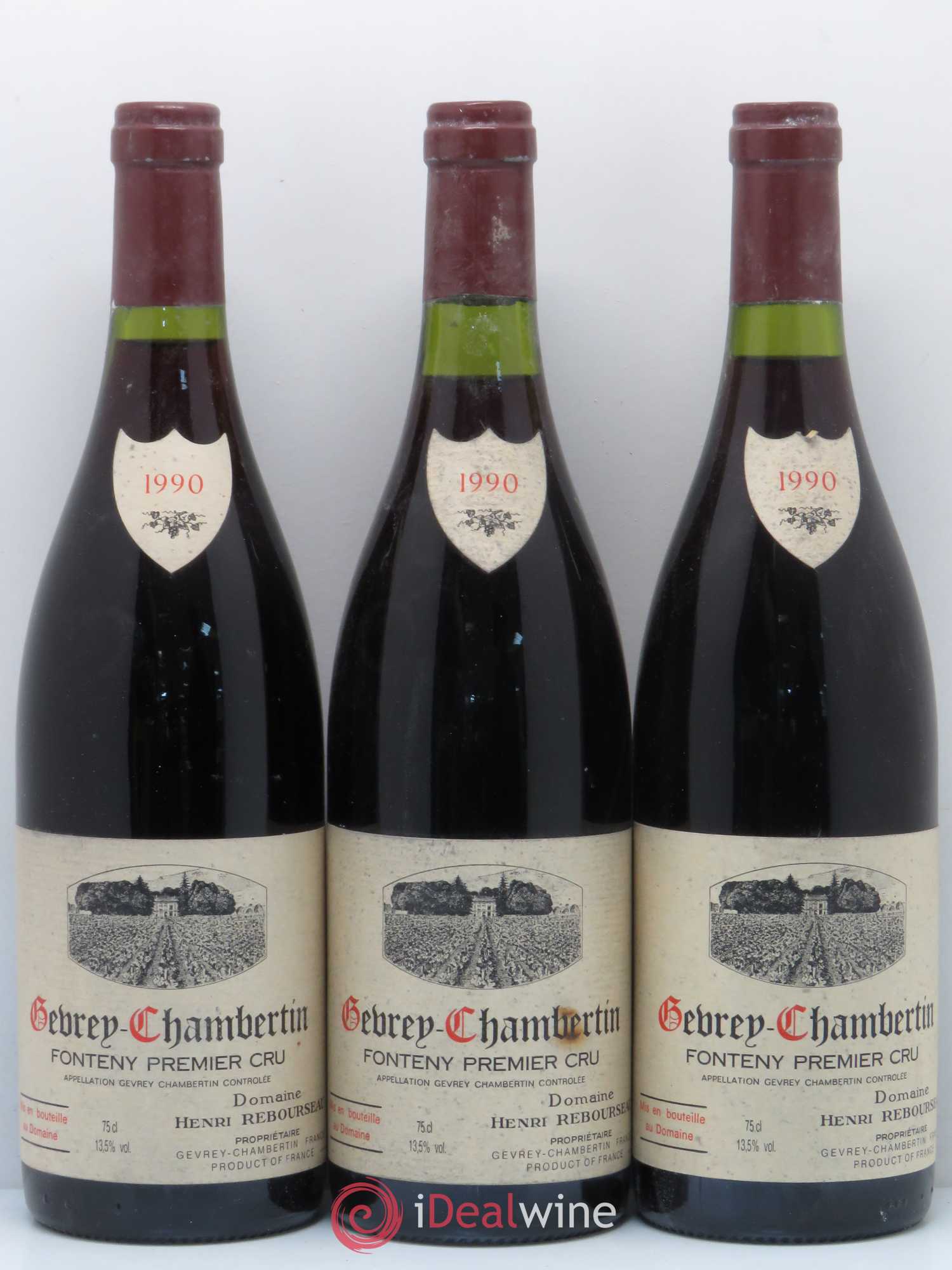 Gevrey-Chambertin 1er Cru Fonteny Henri Rebourseau 1990 - Lot de 5 bouteilles - 1