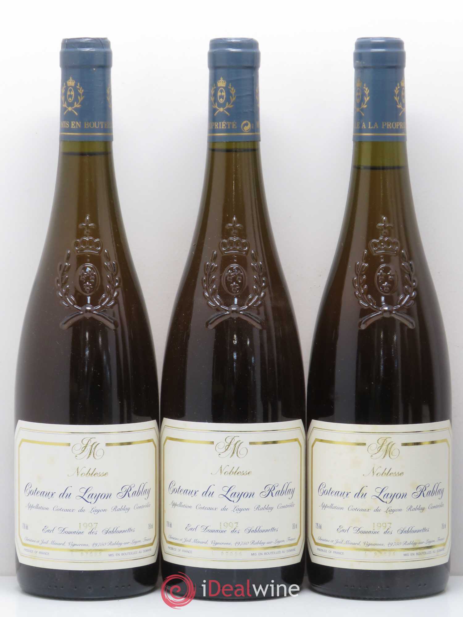 Coteaux du Layon Rablay Noblesse Domaine des Sablonnettes J. Ménard 1997 - Lotto di 6 bottiglie - 1