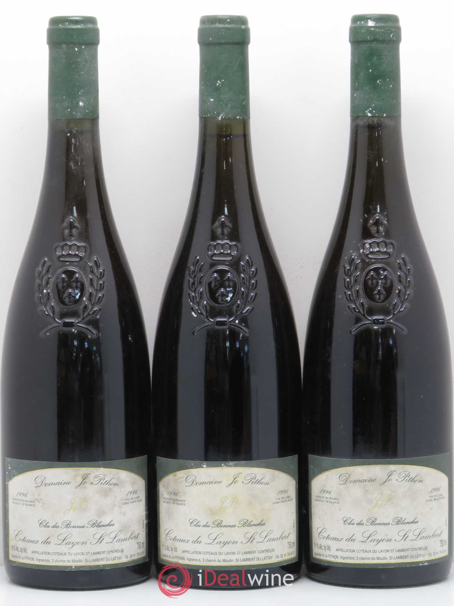 Coteaux du Layon Saint-Lambert Ambroisie Clos des Bonnes Blanches Jo Pithon (Domaine) St Lambert 1996 - Lotto di 3 bottiglie - 0
