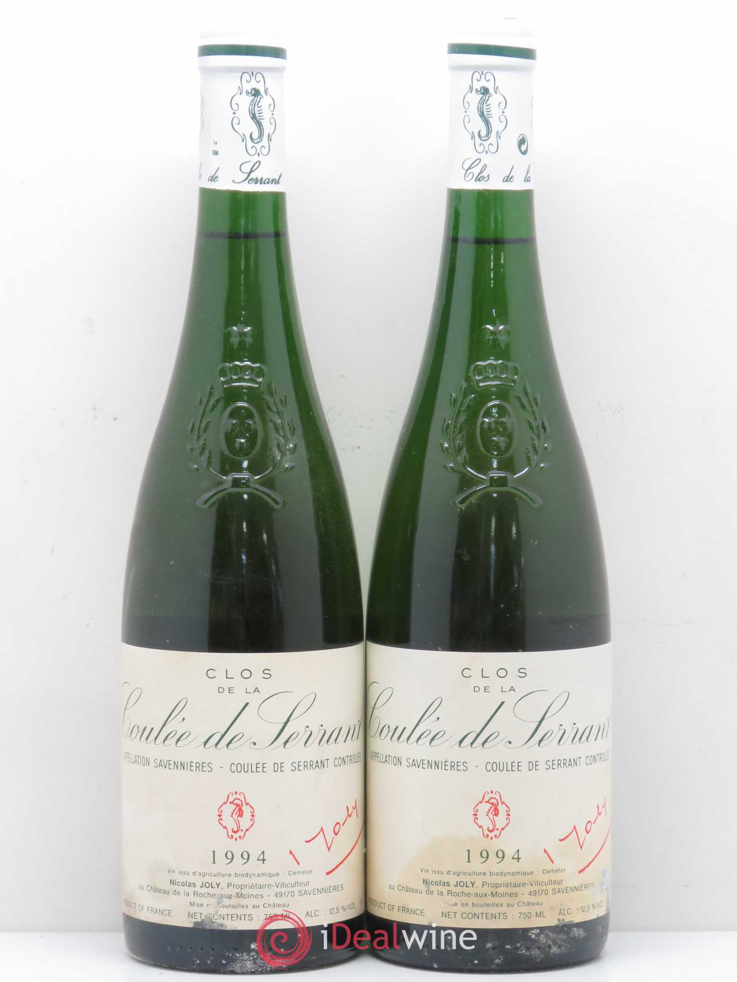 Savennières Clos de la Coulée de Serrant Vignobles de la Coulée de Serrant - Nicolas Joly 1994 - Lot de 2 bouteilles - 0