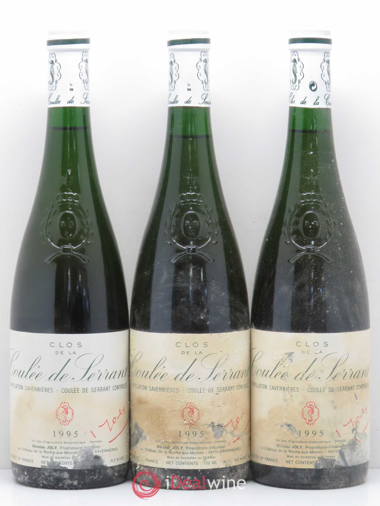 Savennières Clos de la Coulée de Serrant Vignobles de la Coulée de Serrant - Nicolas Joly 1995 - Lot de 3 bouteilles - 0