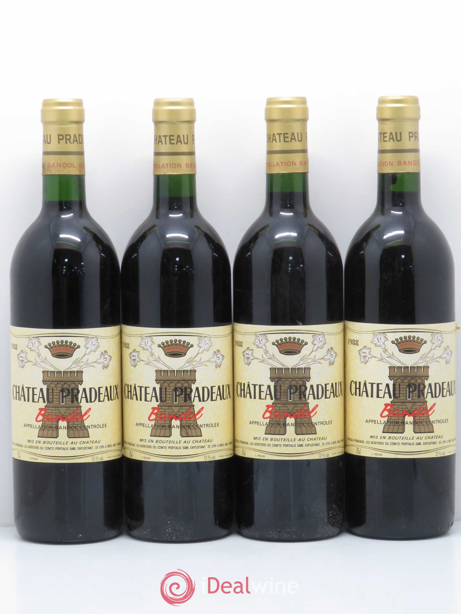 Bandol Château Pradeaux Famille Portalis 1988 - Lot de 4 bouteilles - 0