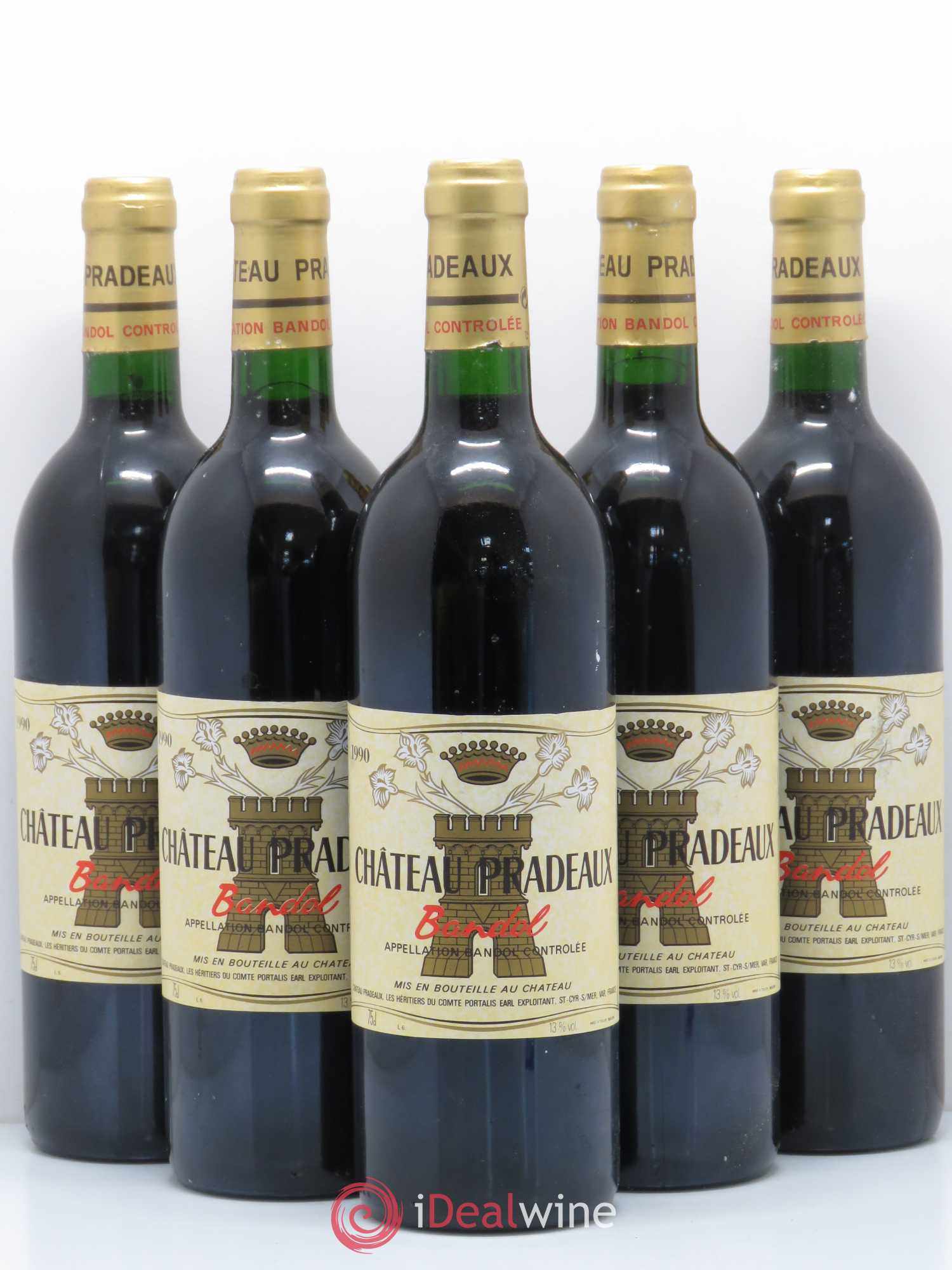 Bandol Château Pradeaux Famille Portalis 1990 - Lot de 5 bouteilles - 0
