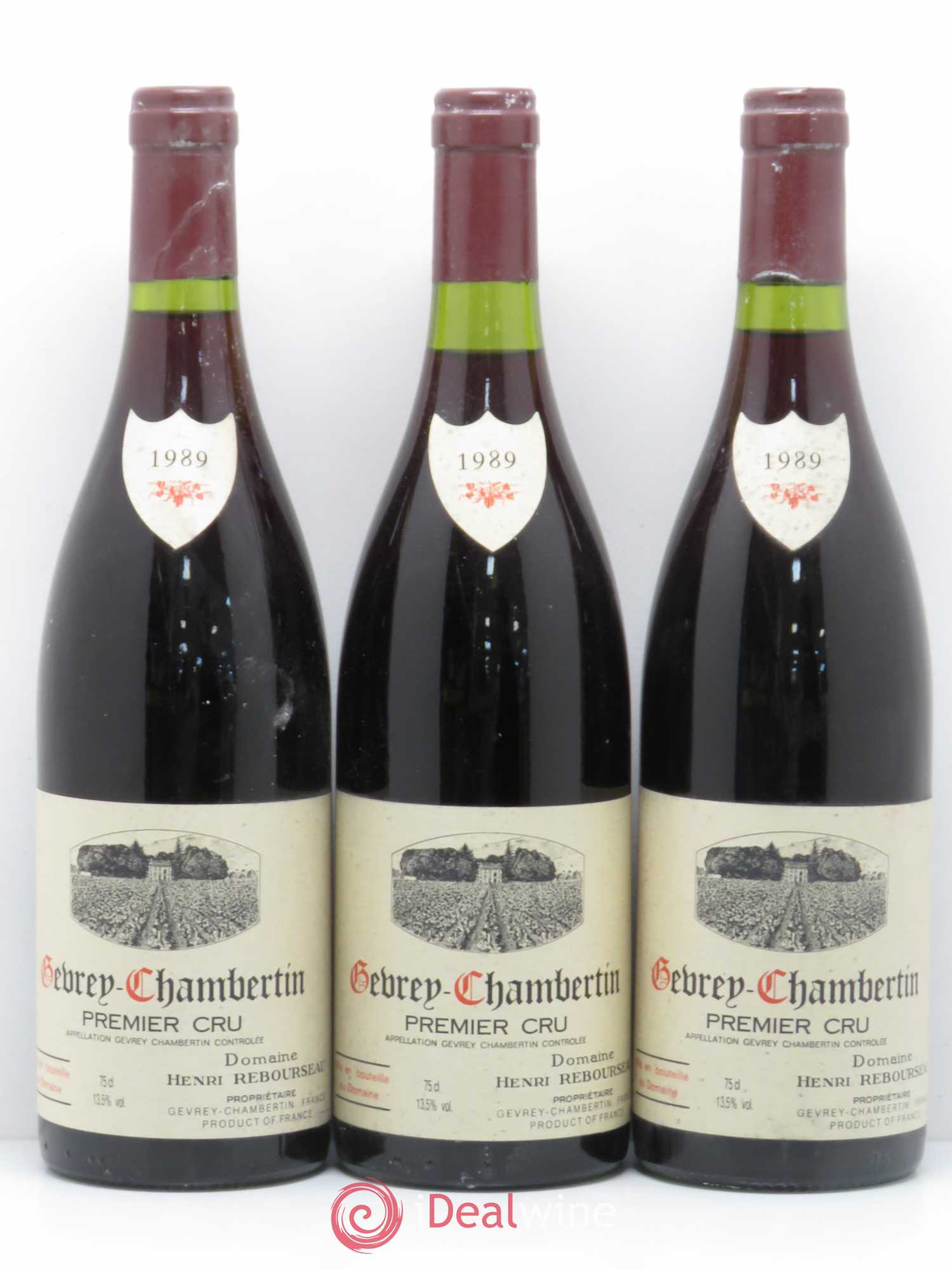 Gevrey-Chambertin 1er Cru Domaine Henri Rebourseau 1989 - Lot de 3 bouteilles - 0