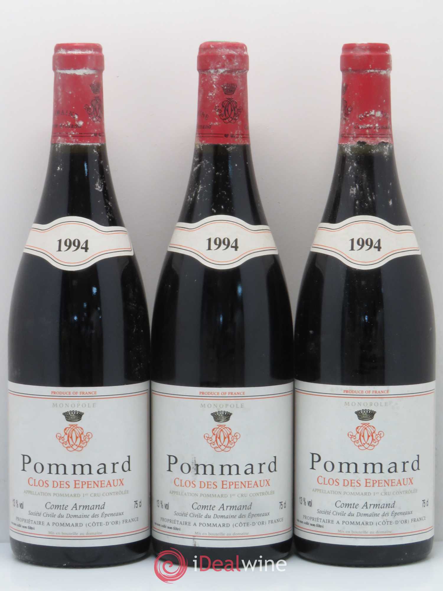 Pommard 1er Cru Clos des Epeneaux Comte Armand 1994 - Lot de 3 bouteilles - 0