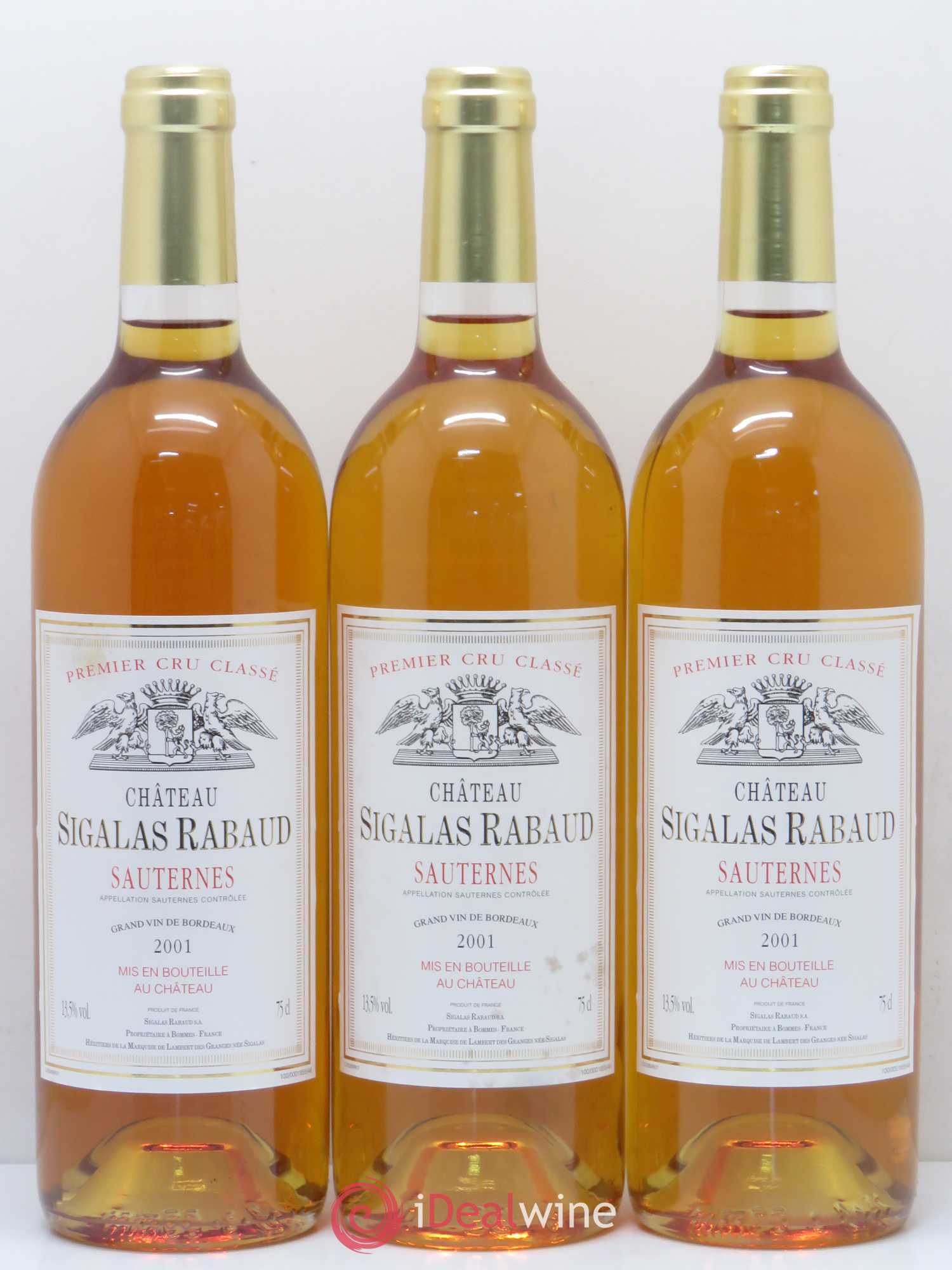 Château Sigalas Rabaud 1er Grand Cru Classé 2001 - Lotto di 3 bottiglie - 0