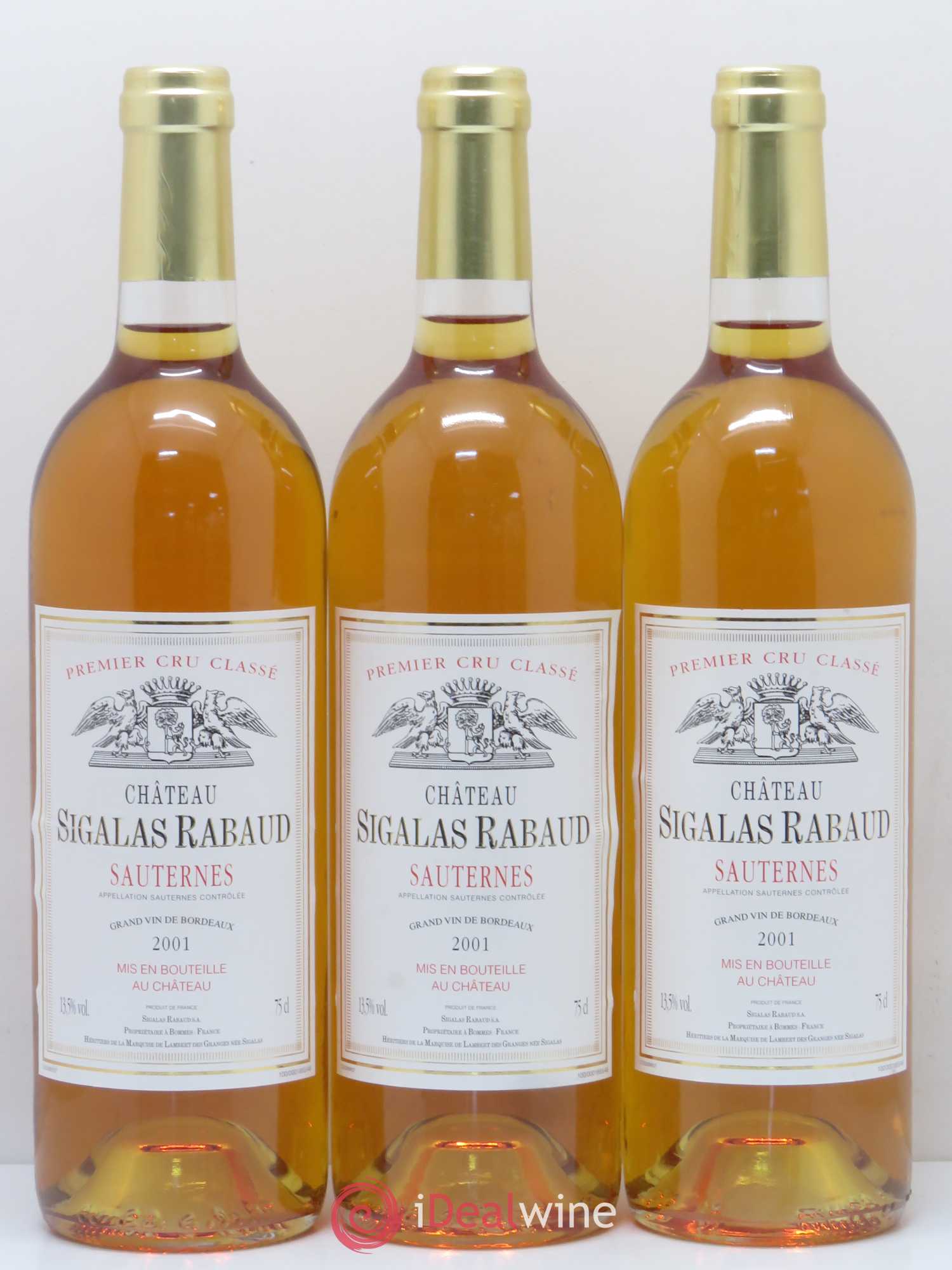 Château Sigalas Rabaud 1er Grand Cru Classé 2001 - Lotto di 3 bottiglie - 0