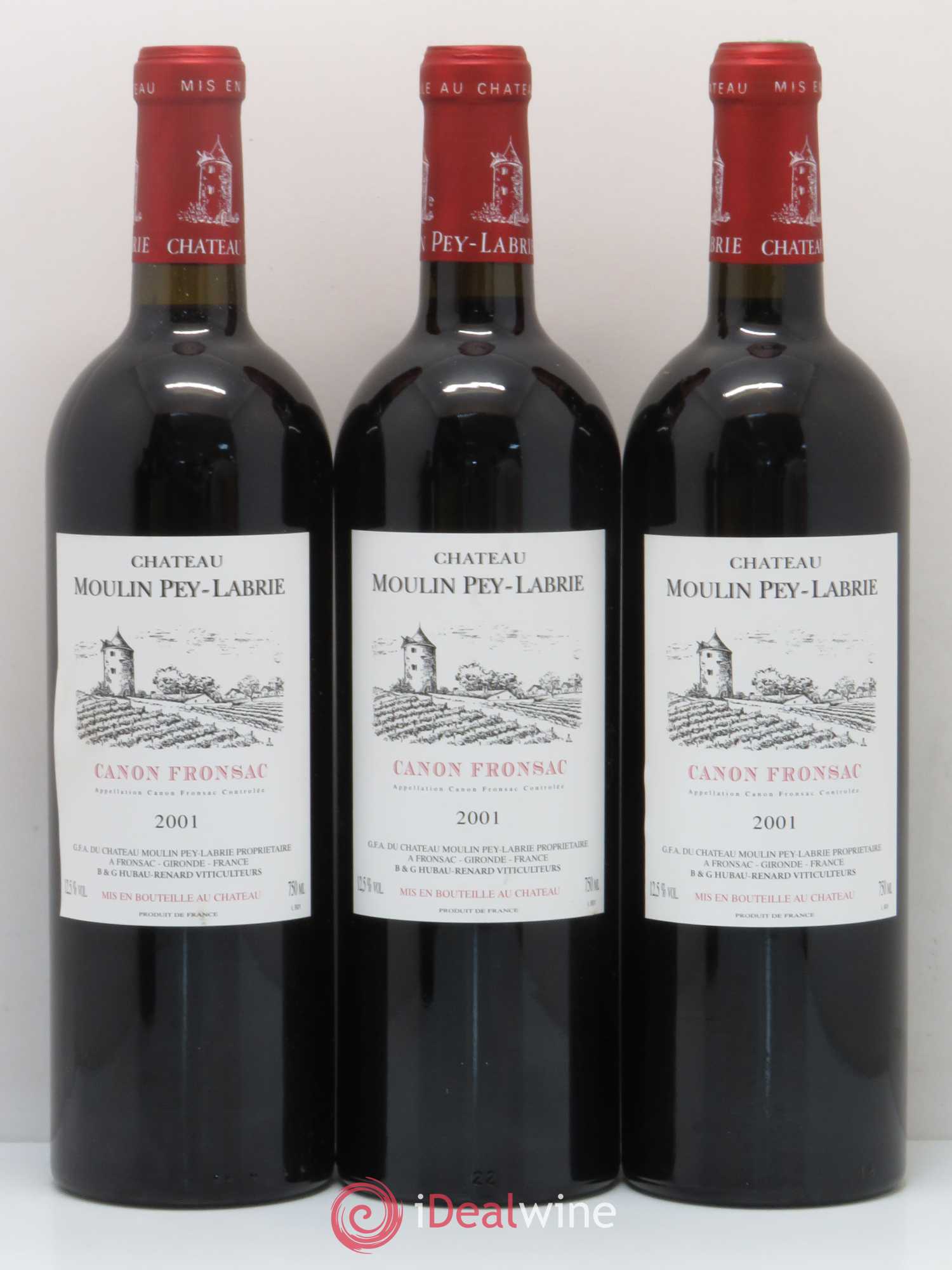 Château Moulin Pey-Labrie 2001 - Lot de 12 bouteilles - 1
