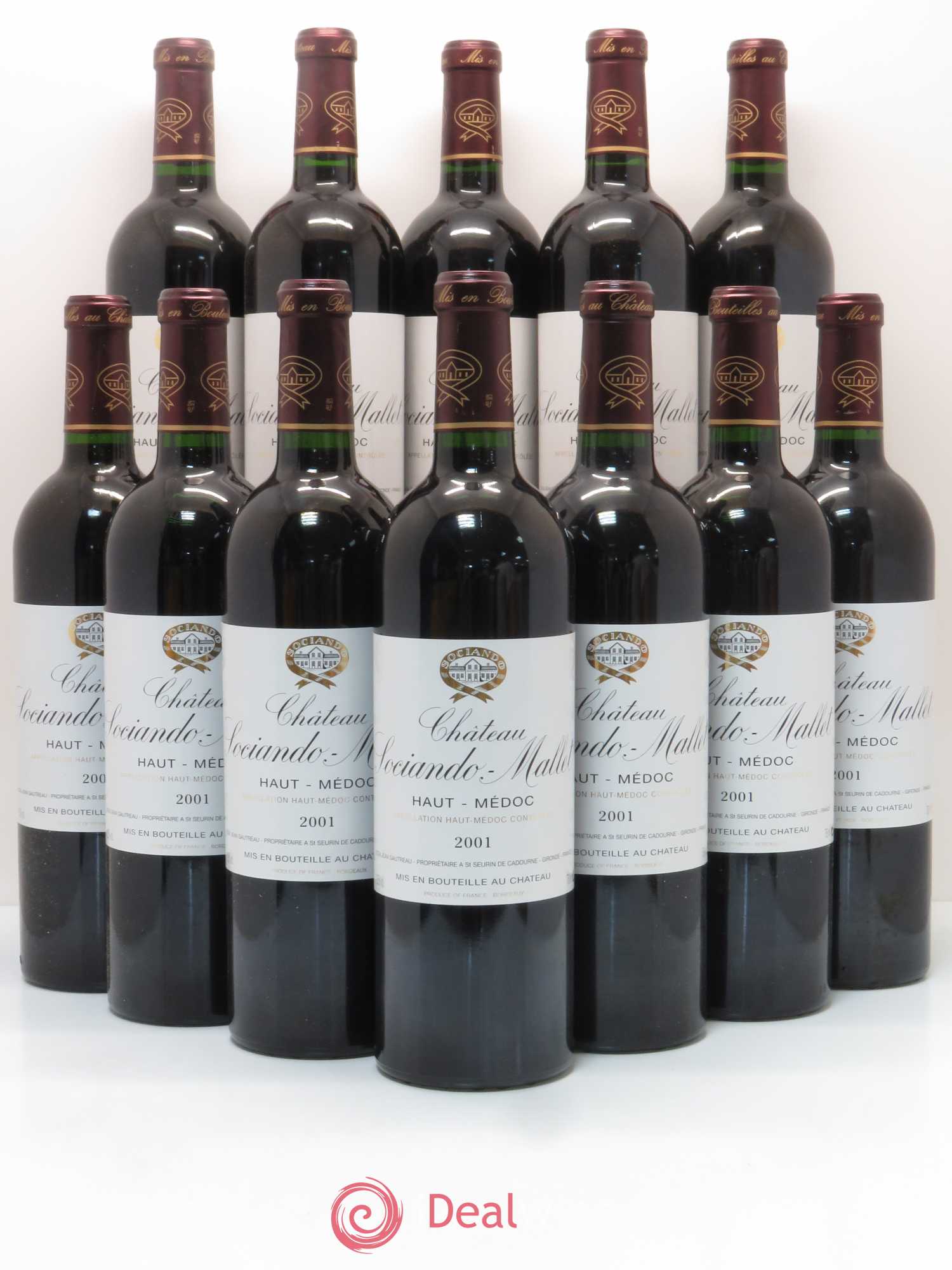 Château Sociando Mallet 2001 - Lot de 12 bouteilles - 0