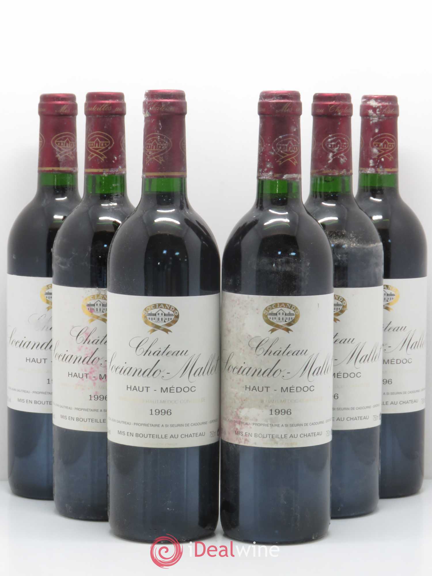 Château Sociando Mallet 1996 - Lot de 6 bouteilles - 0