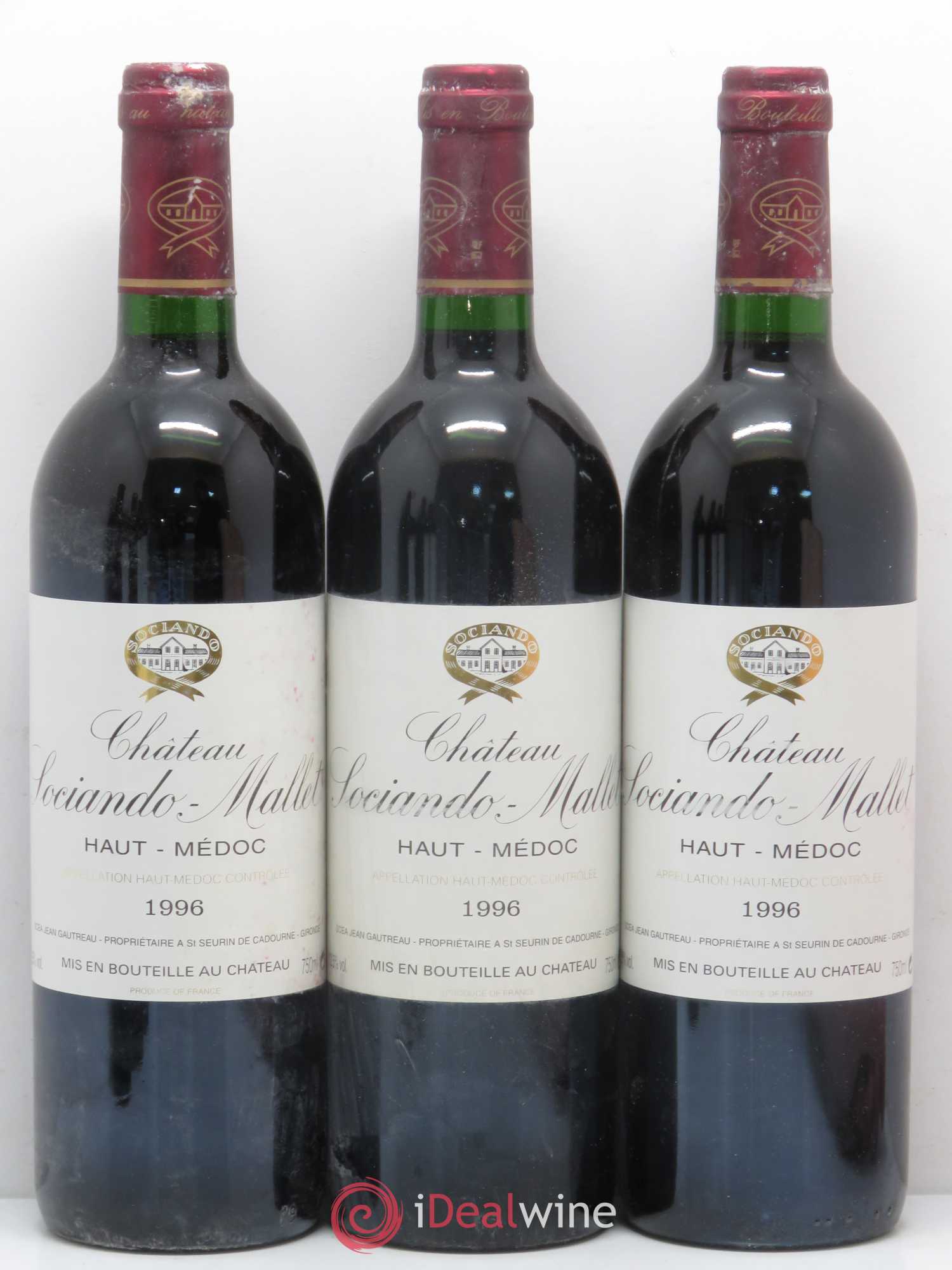 Château Sociando Mallet 1996 - Lot de 6 bouteilles - 1
