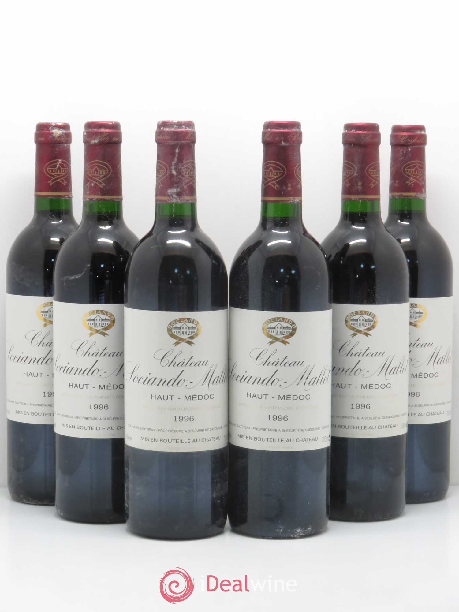 Château Sociando Mallet 1996 - Lot de 6 bouteilles - 0