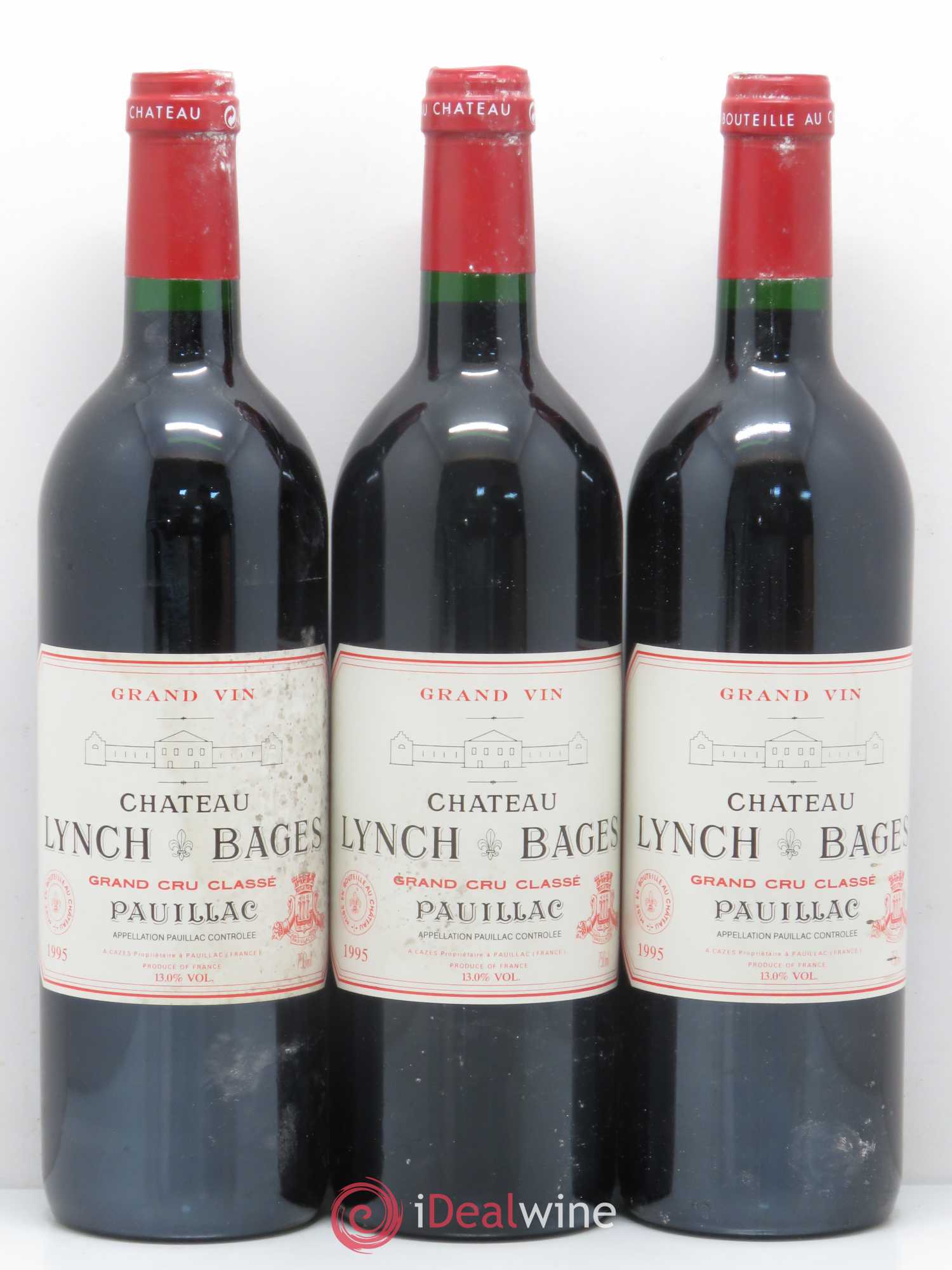 Château Lynch Bages 5ème Grand Cru Classé 1995 - Lot de 3 bouteilles - 0