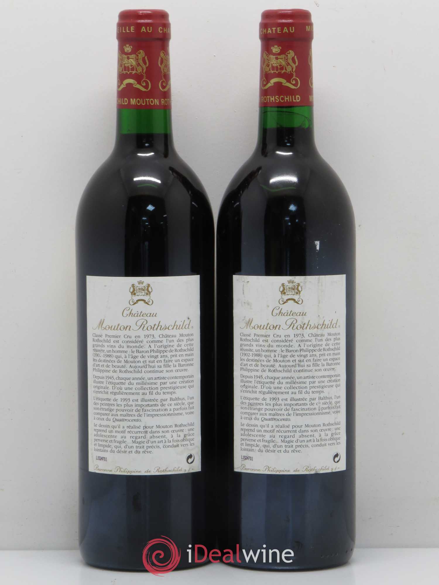 Château Mouton Rothschild 1er Grand Cru Classé 1993 - Lot de 2 bouteilles - 1
