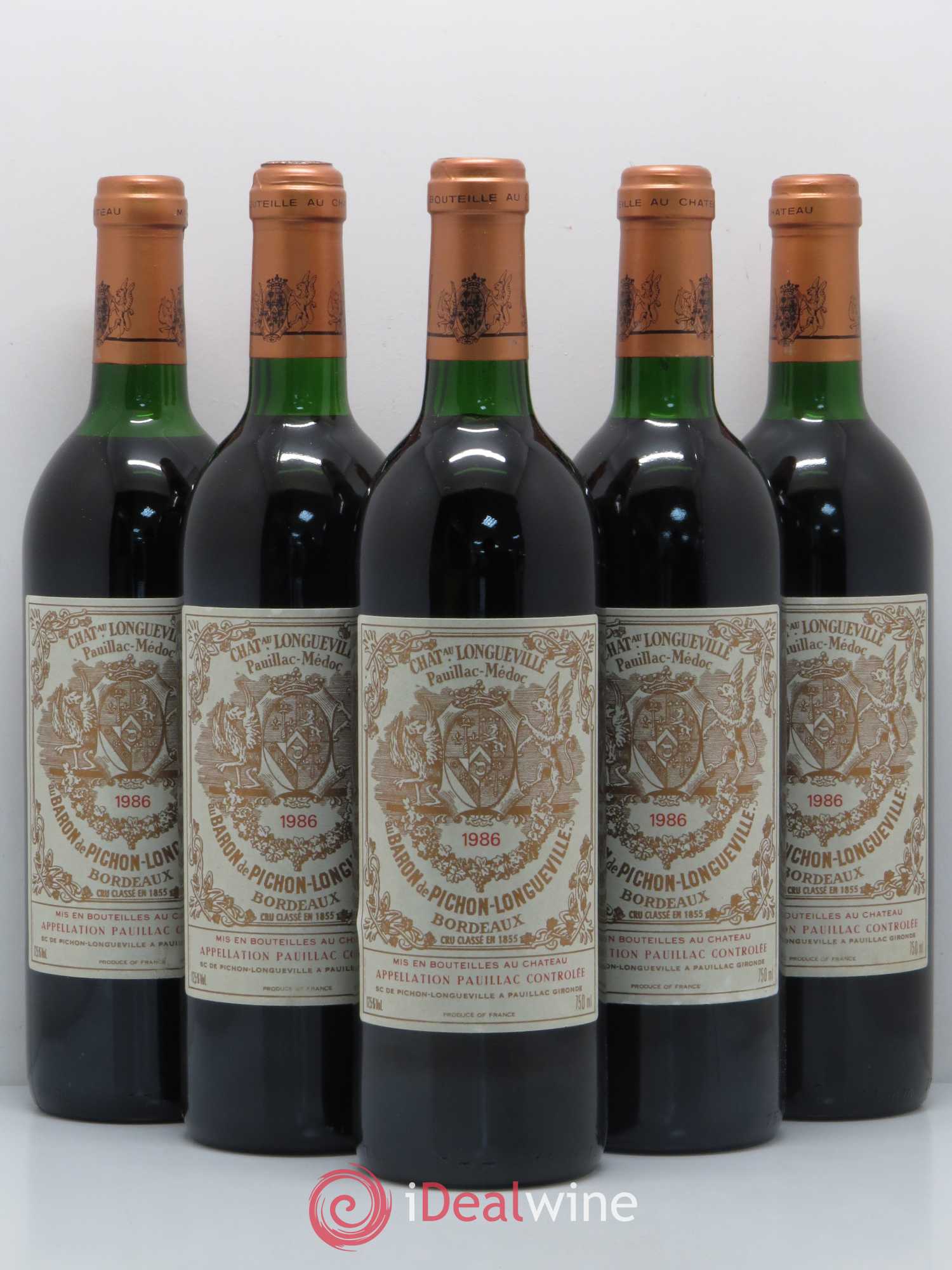 Pichon Longueville Baron 2ème Grand Cru Classé 1986 - Lot de 5 bouteilles - 0