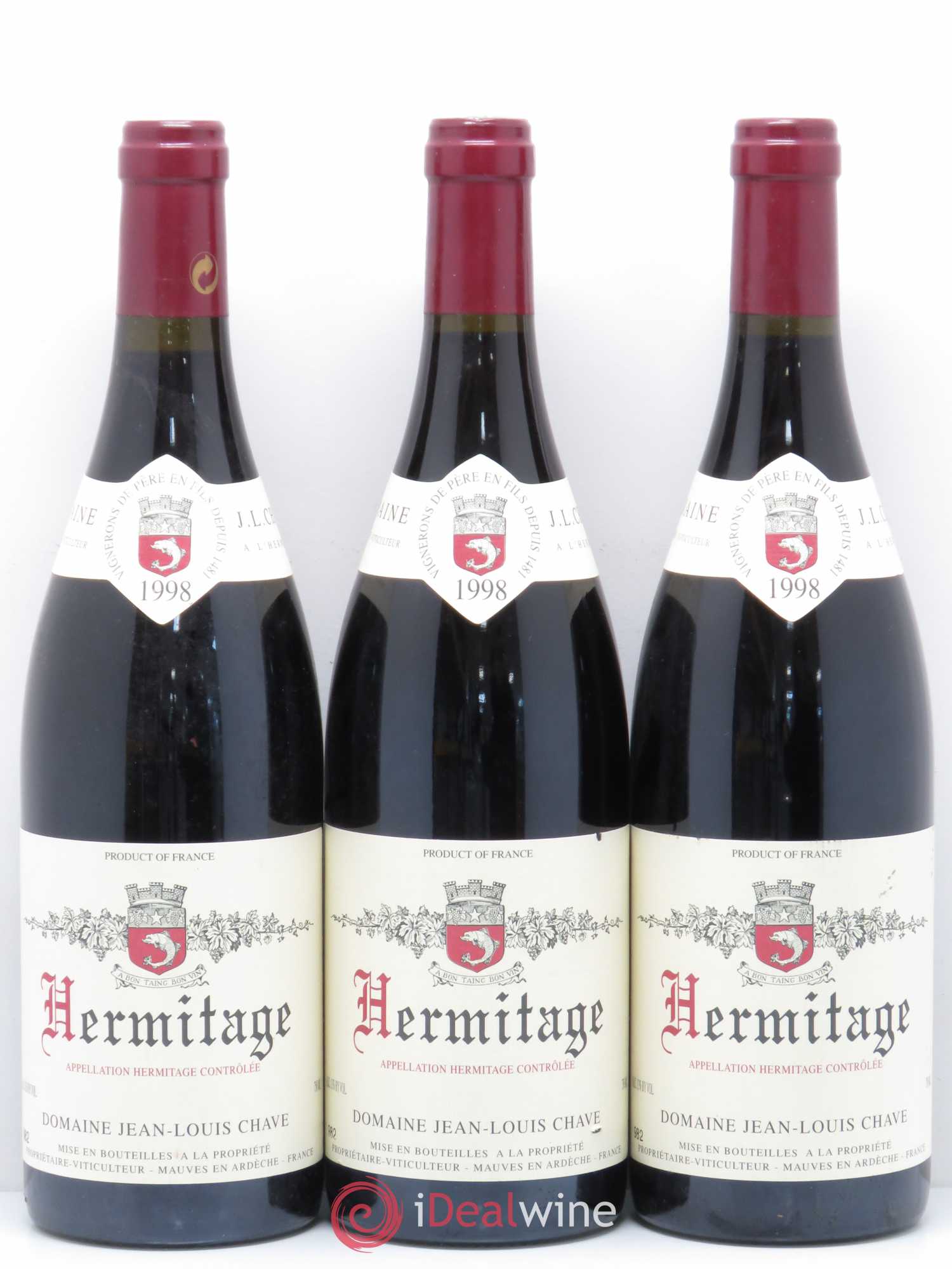 Hermitage Jean-Louis Chave 1998 - Lot de 3 bouteilles - 0