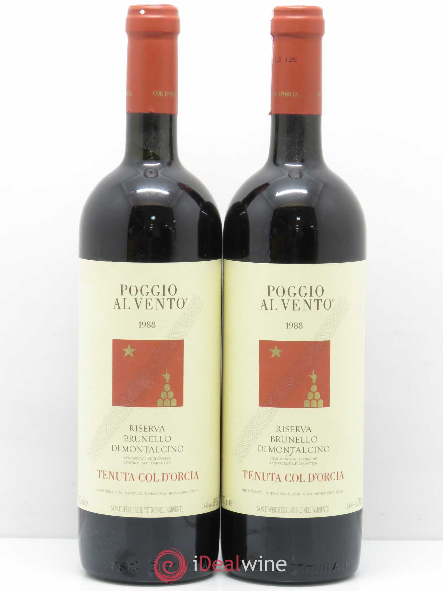 Brunello di Montalcino Tenuta col d'orcia Poggio al vento Riserva 1988 - Lot de 2 bouteilles - 0