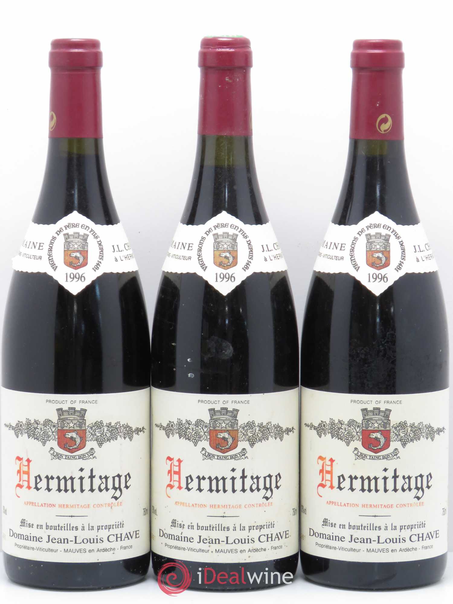 Hermitage Jean-Louis Chave 1996 - Lot de 3 bouteilles - 0