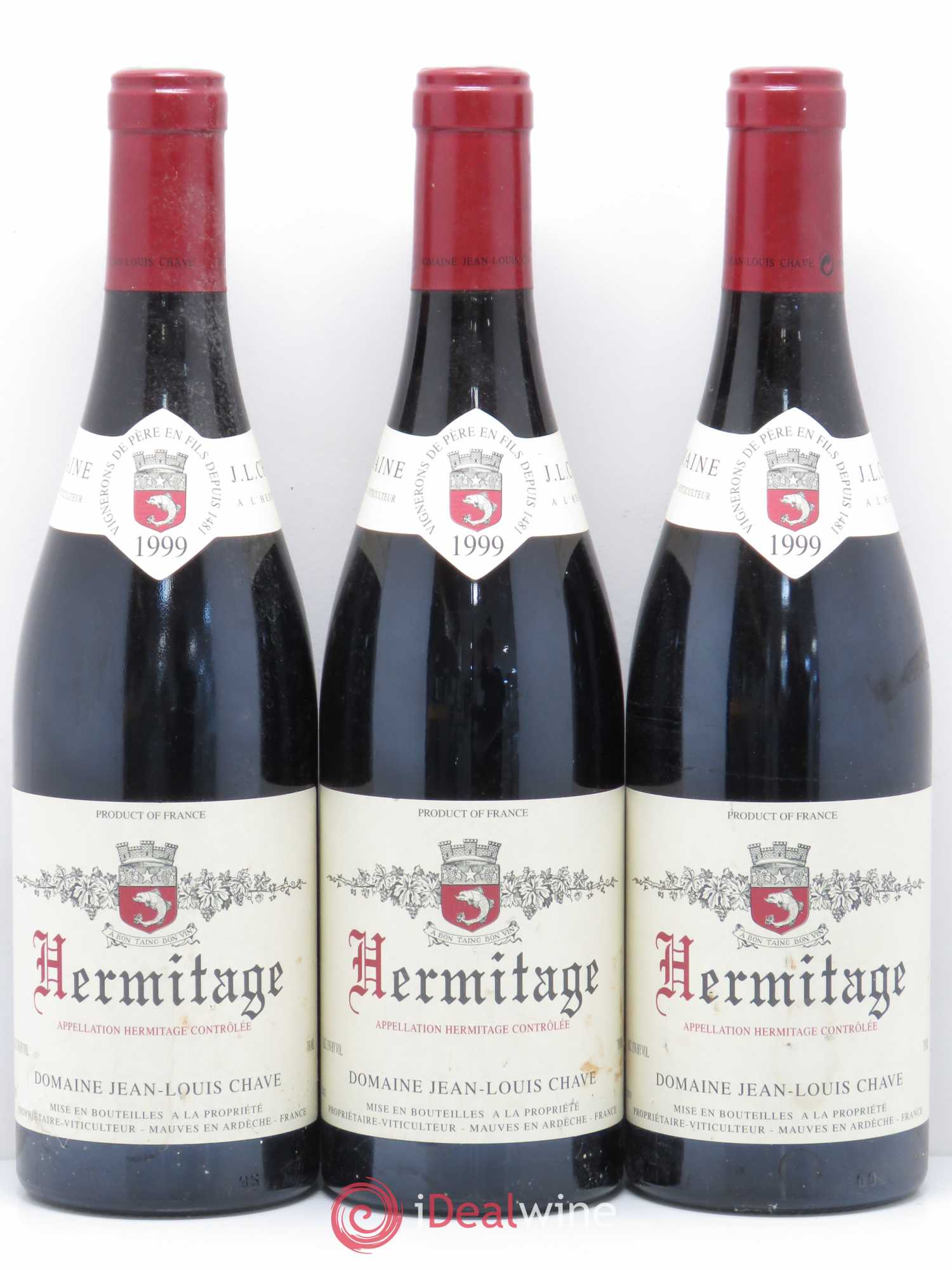 Hermitage Jean-Louis Chave 1999 - Lot de 3 bouteilles - 0