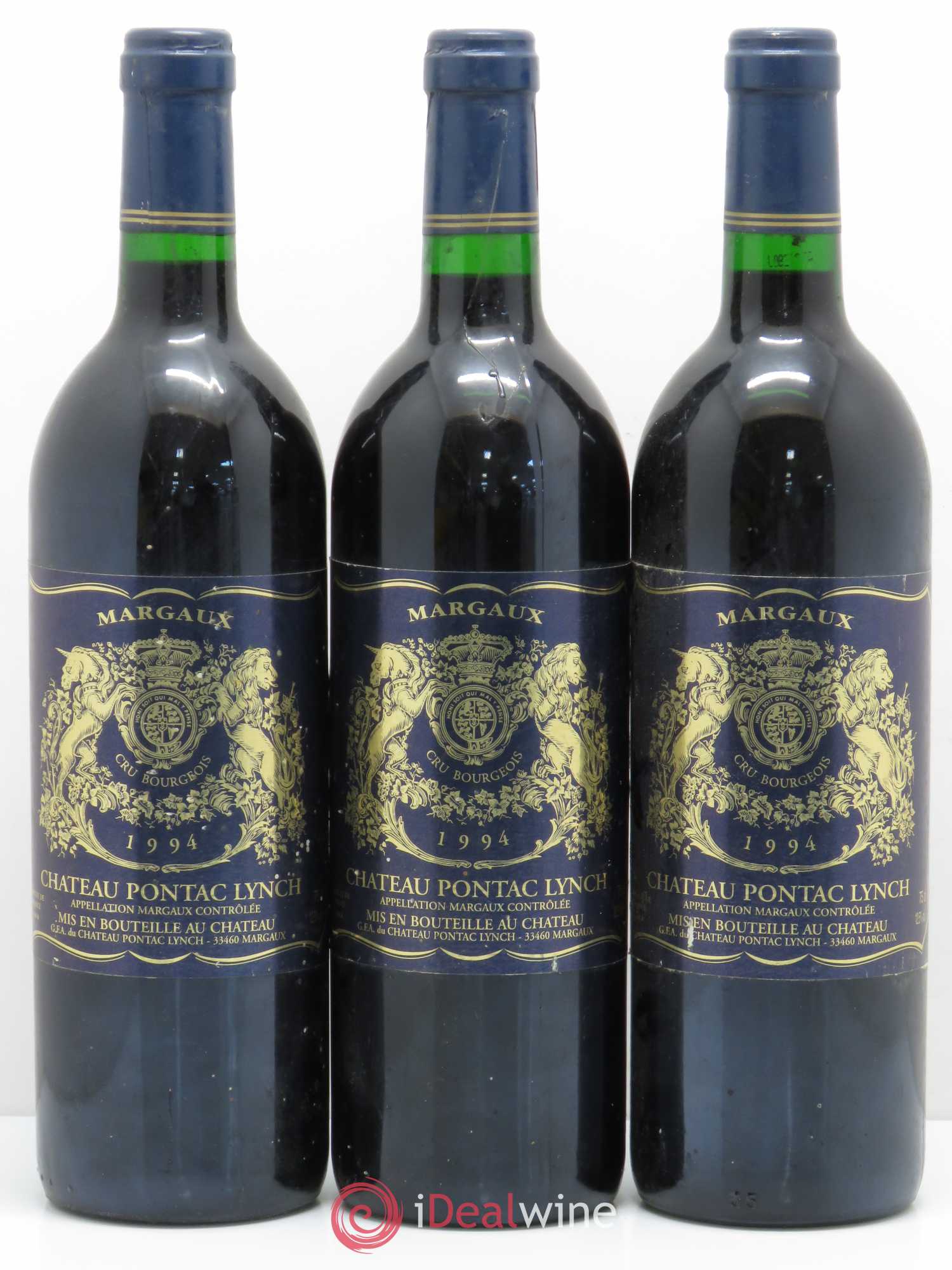 Château Pontac Lynch Cru Bourgeois 1994 - Lot de 3 bouteilles - 0