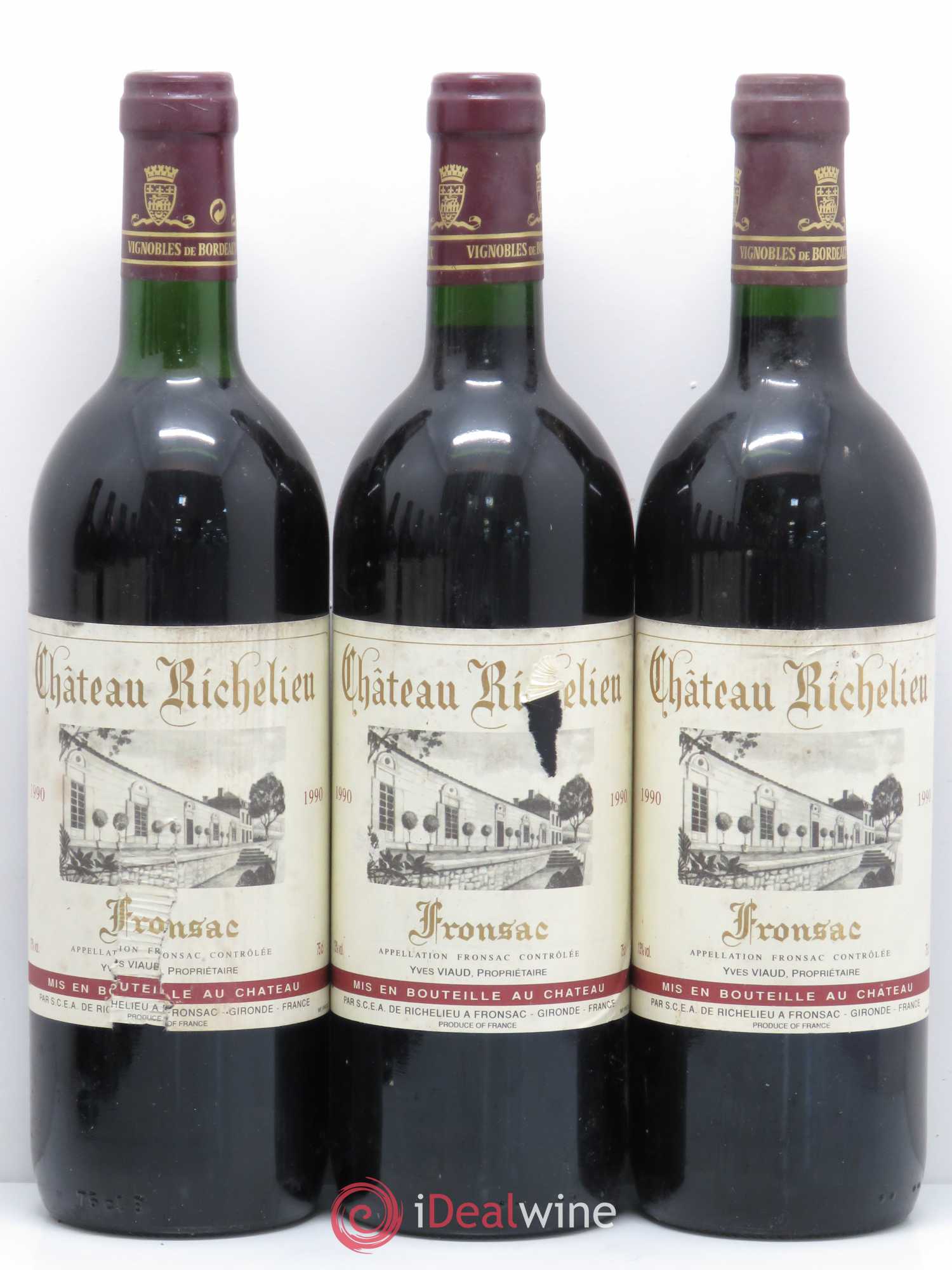 Fronsac Château Richelieu 1990 - Posten von 12 Flaschen - 2