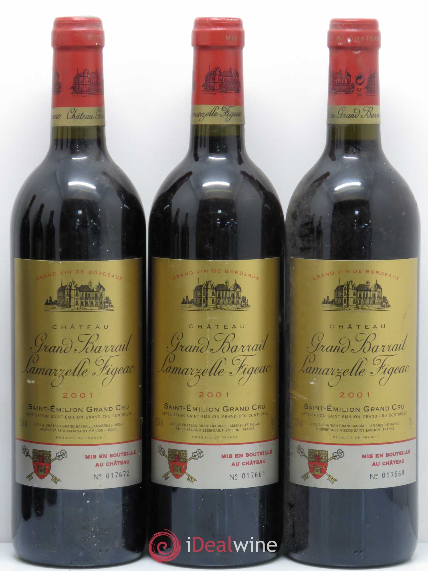 Château Grand Barrail Lamarzelle Figeac Grand Cru Classé 2001 - Lot de 6 bouteilles - 1