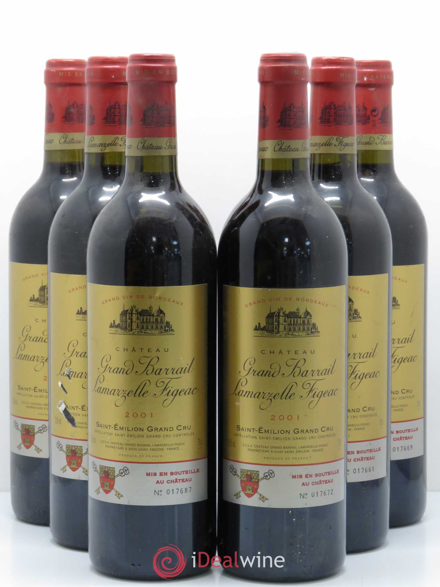 Château Grand Barrail Lamarzelle Figeac Grand Cru Classé 2001 - Lot de 6 bouteilles - 0