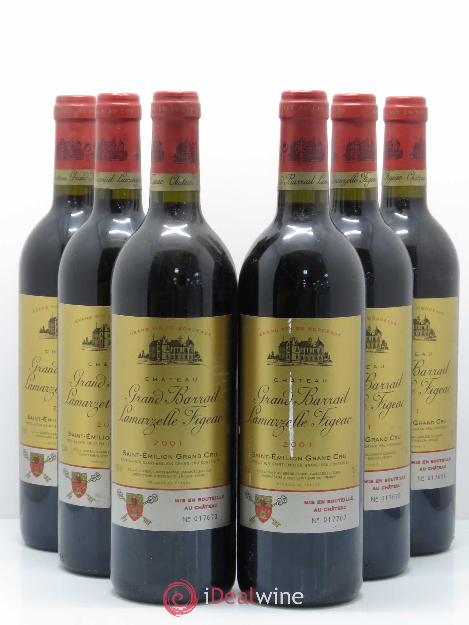 Château Grand Barrail Lamarzelle Figeac Grand Cru Classé 2001 - Lot de 6 bouteilles - 0