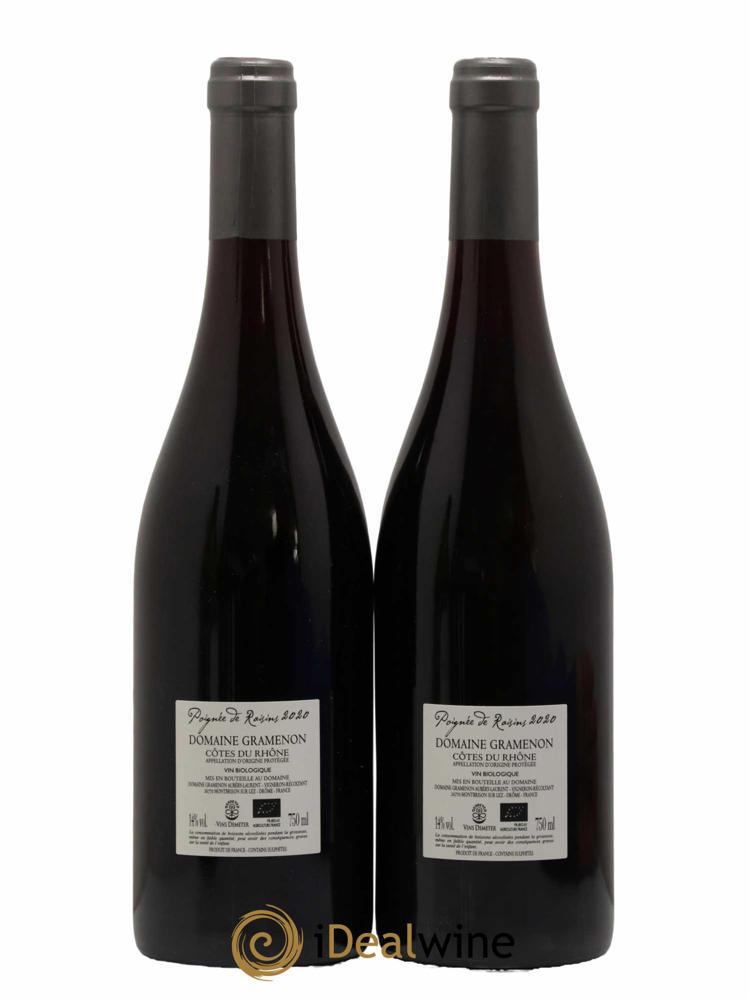 Côtes-du-Rhône Poignée de raisins Gramenon (Domaine) 2020 - Lot de 2 bouteilles - 1