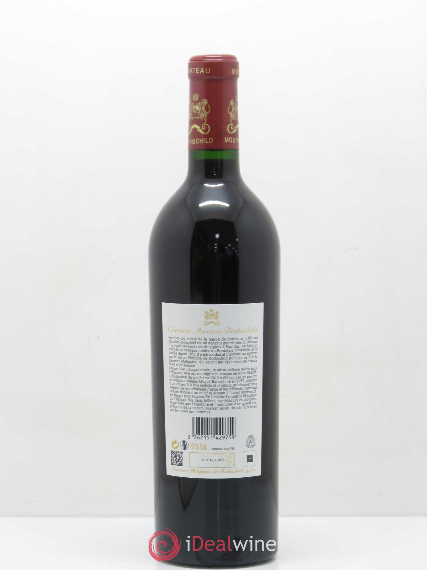 Château Mouton Rothschild 1er Grand Cru Classé 2012 - Lot de 1 bouteille - 1