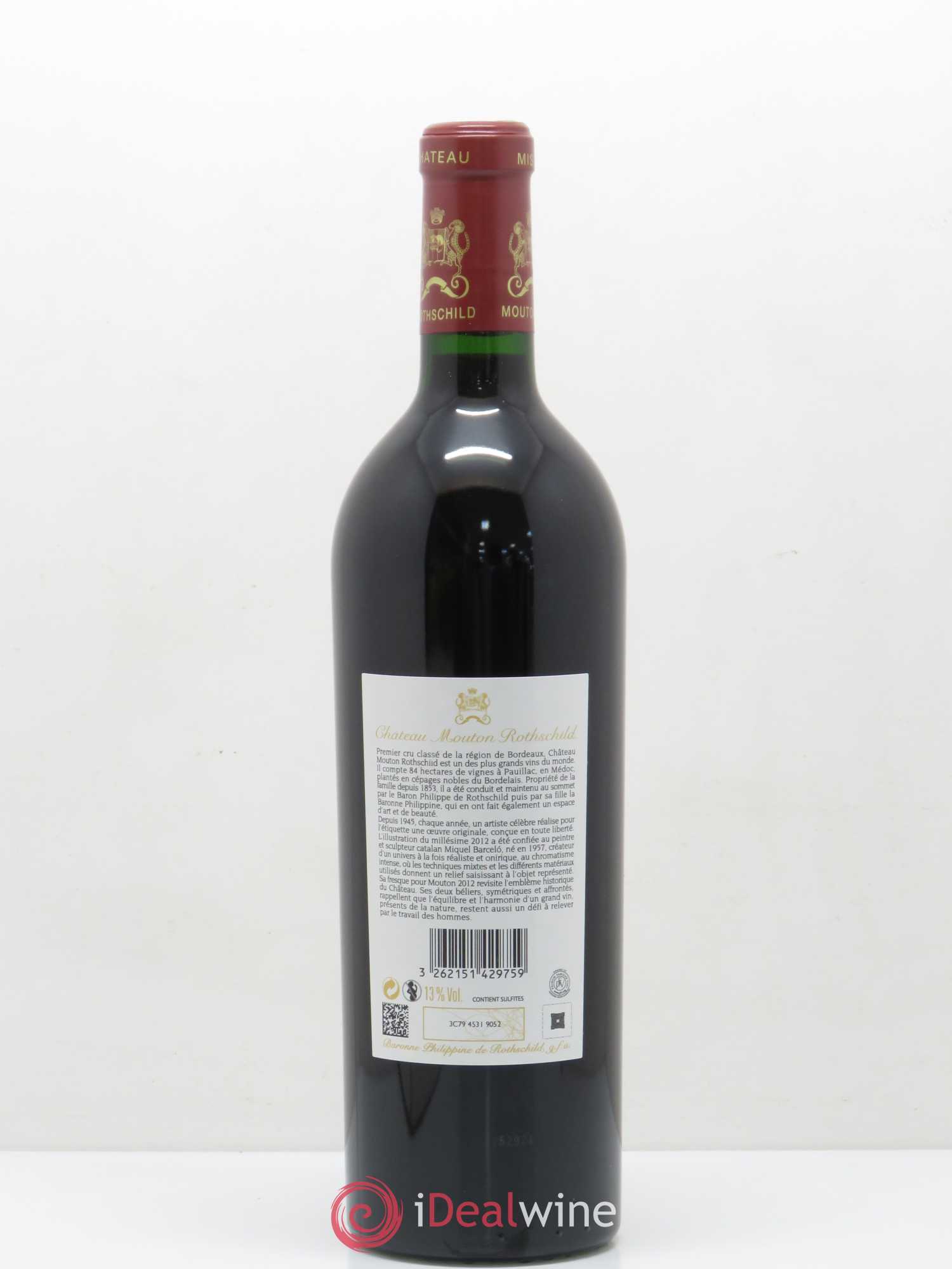 Château Mouton Rothschild 1er Grand Cru Classé 2012 - Lot de 1 bouteille - 1