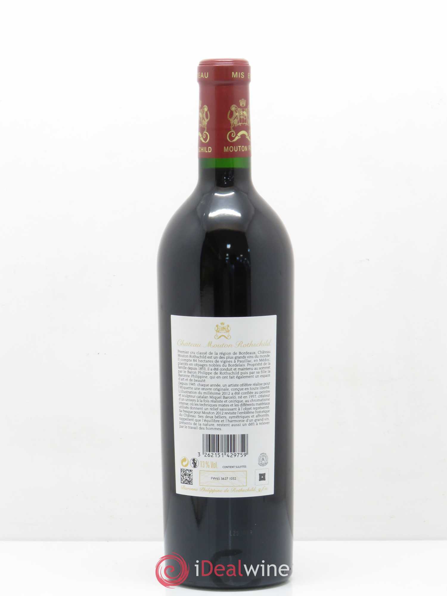 Château Mouton Rothschild 1er Grand Cru Classé 2012 - Lot de 1 bouteille - 1