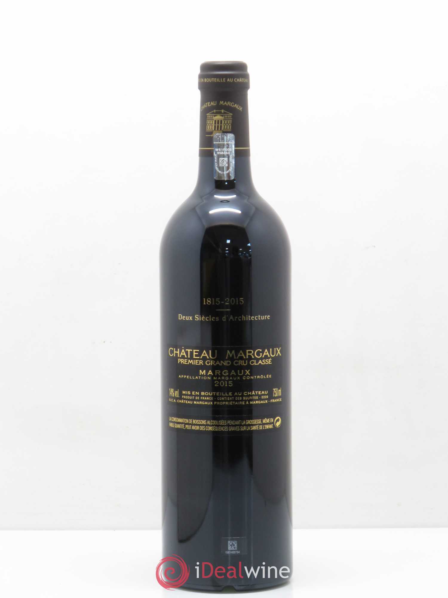 Château Margaux 1er Grand Cru Classé 2015 - Lot de 1 bouteille - 1
