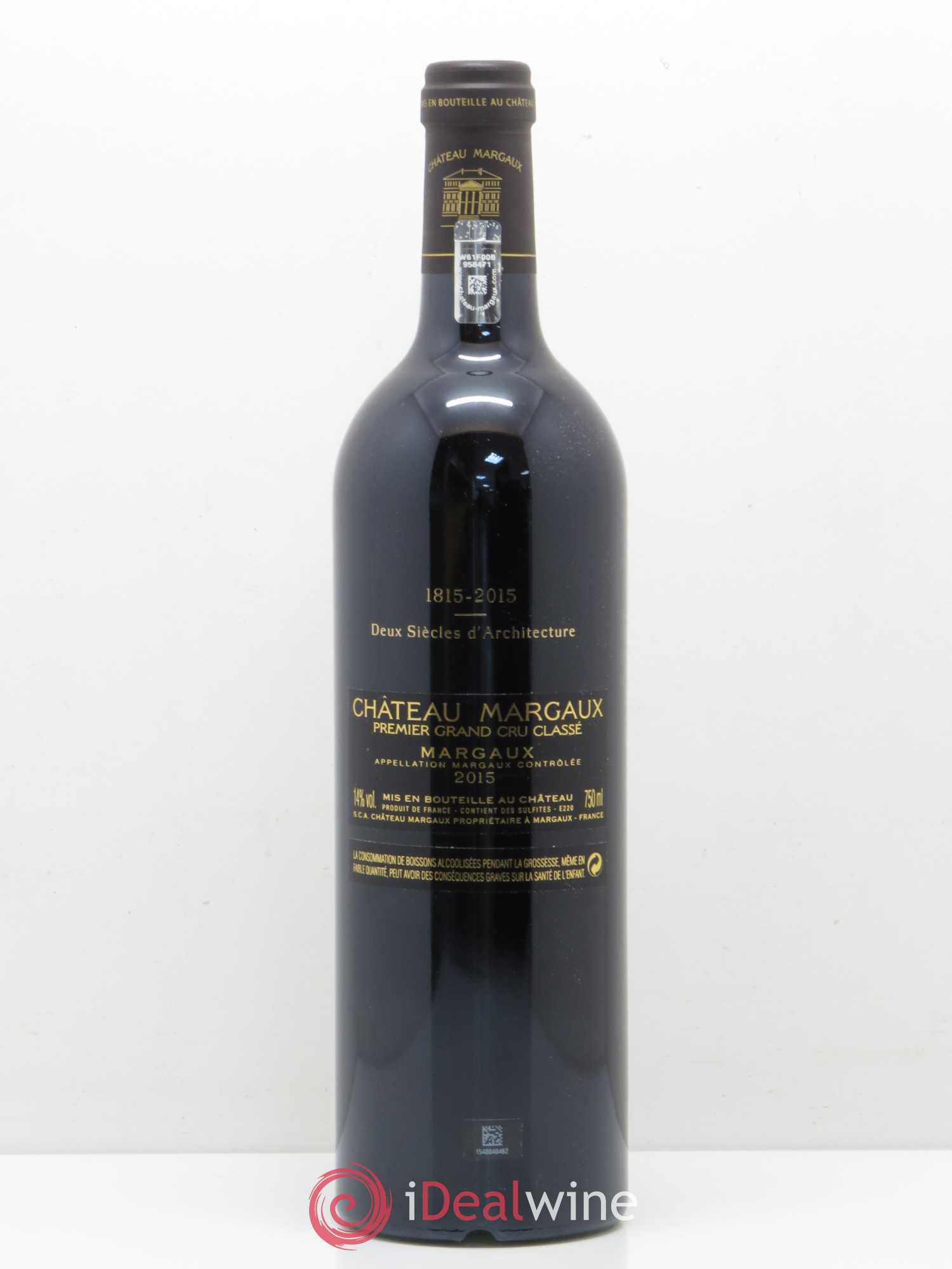Château Margaux 1er Grand Cru Classé 2015 - Lot de 1 bouteille - 1