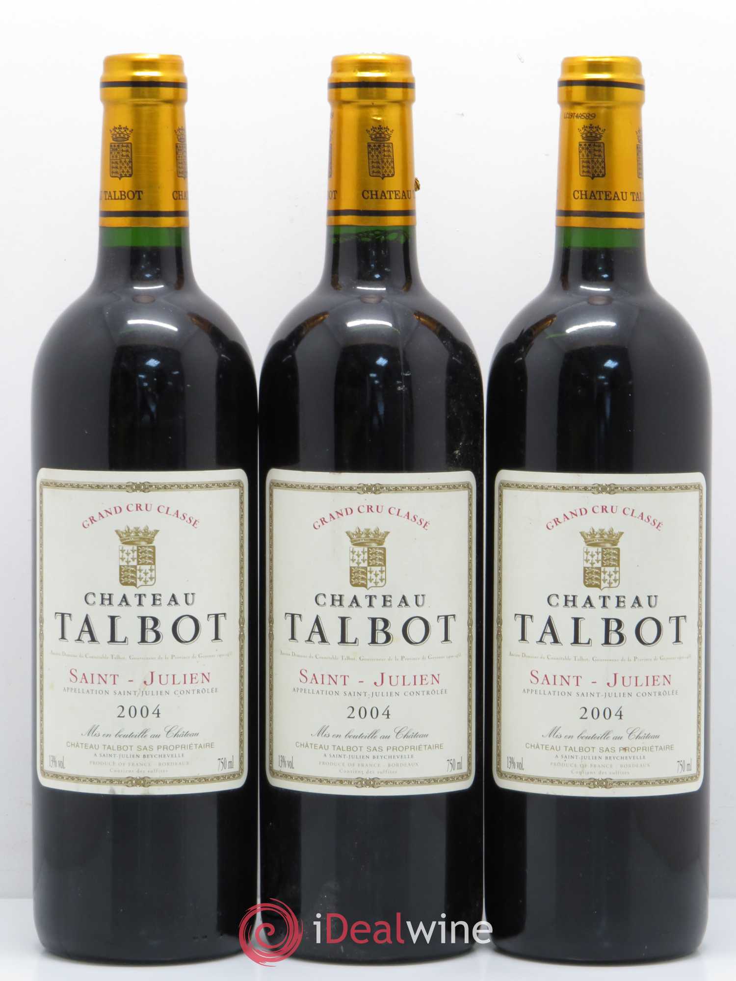Château Talbot 4ème Grand Cru Classé 2004 - Lot de 3 bouteilles - 0